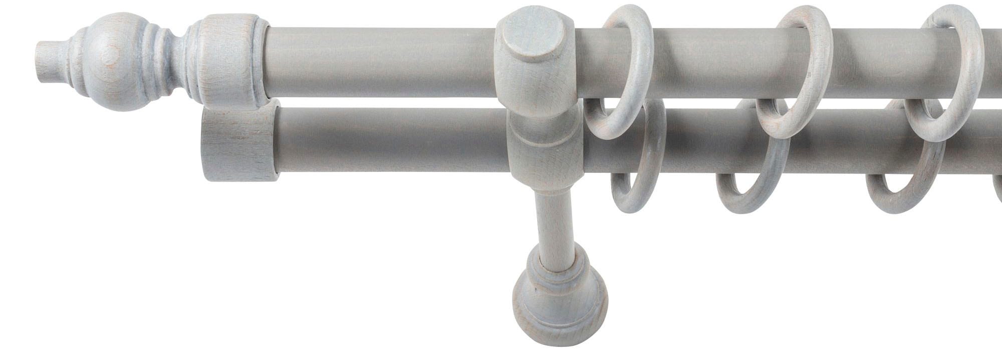 SN DECO GROUP Gardinenstange »Filigrano«, 2 läufig-läufig, Fixmass, 28 mm, Holz, verschiedene Längen und Farben, Komplettset