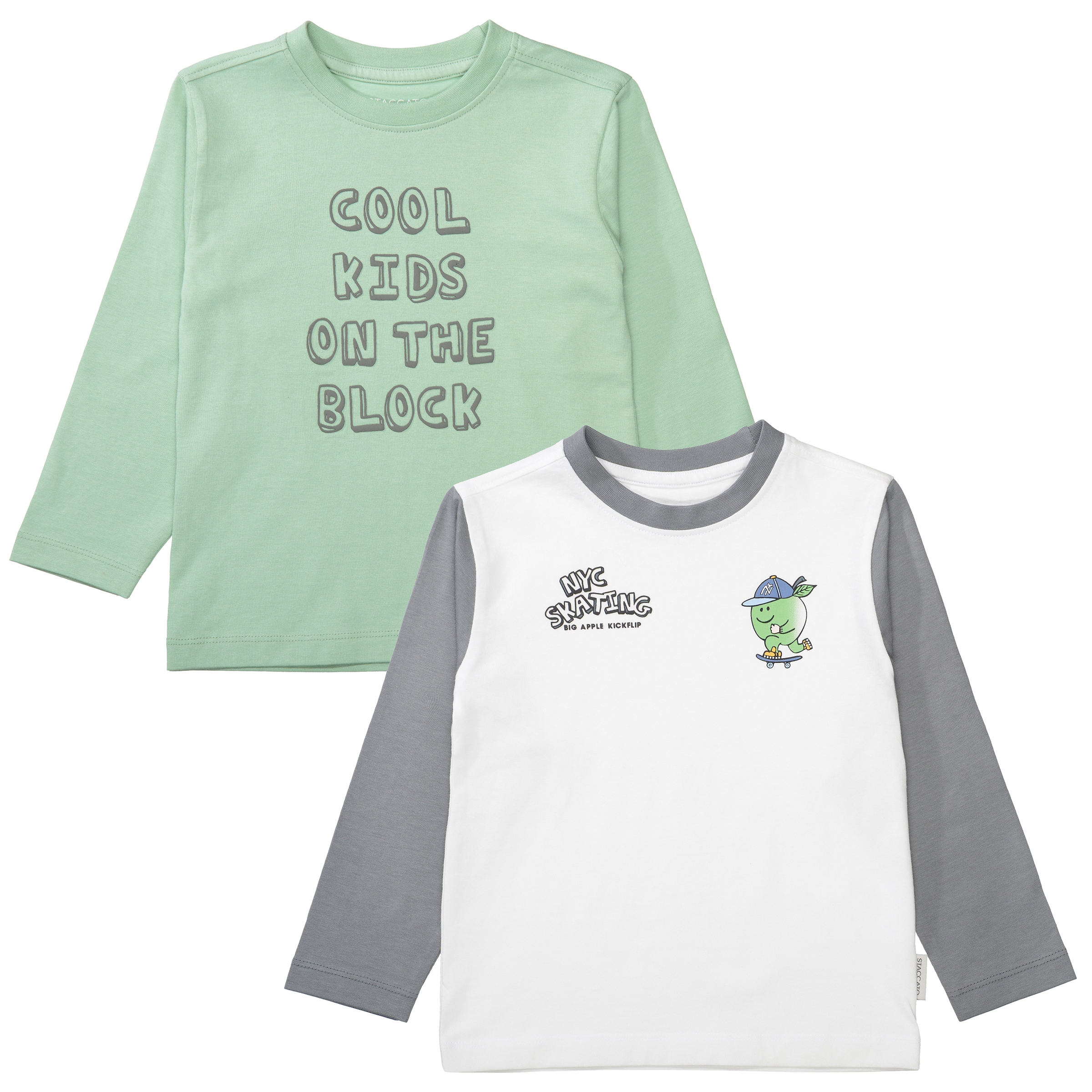 Image of STACCATO Langarmshirt 2 tlg. 2er Pack, mit Letter-Prints und Colorblocking, für Boys