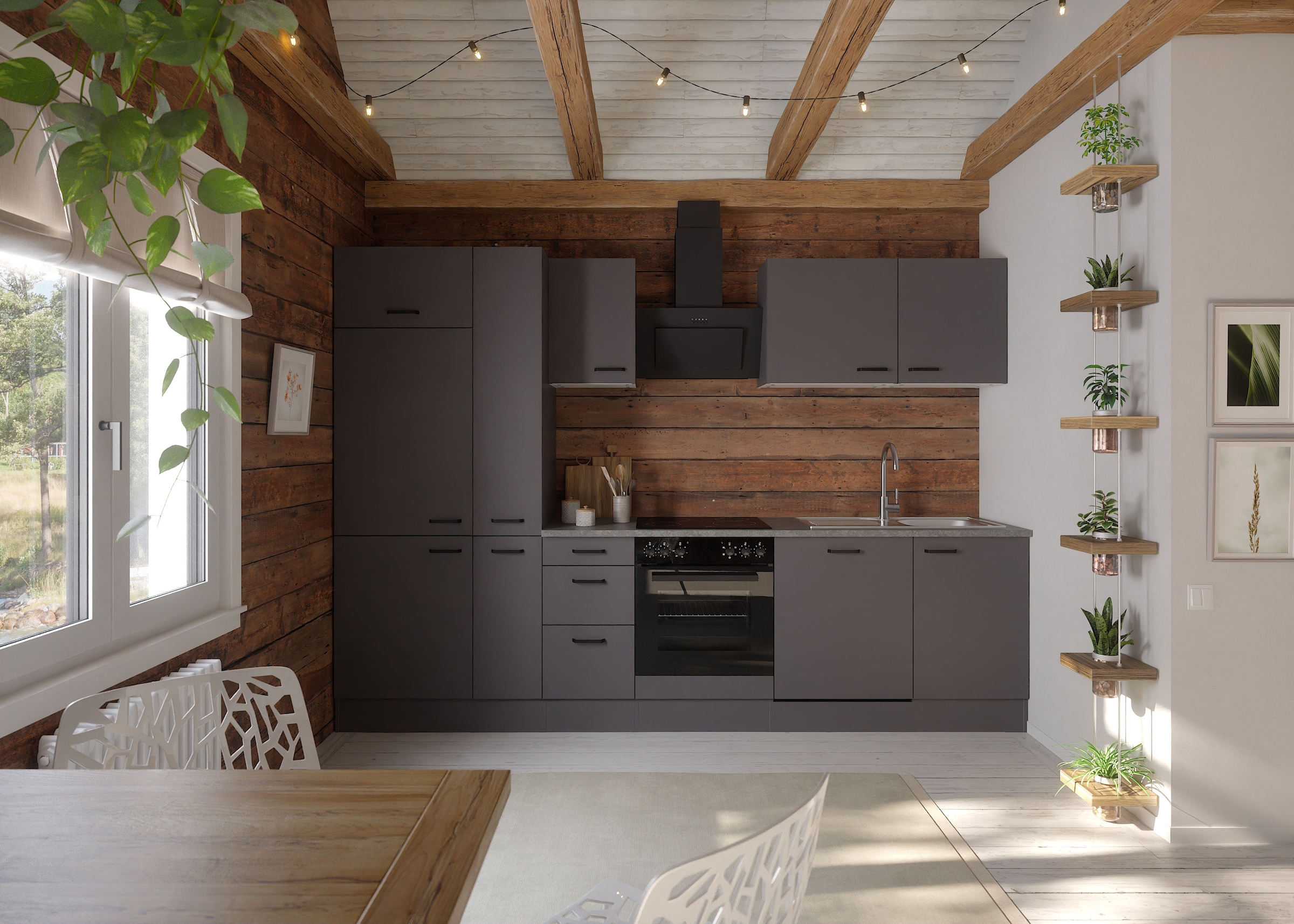 OPTIFIT Kitchenette »OPTImulti« Breite 300 cm, wahlweise mit E-Geräten und Edelstahlspüle