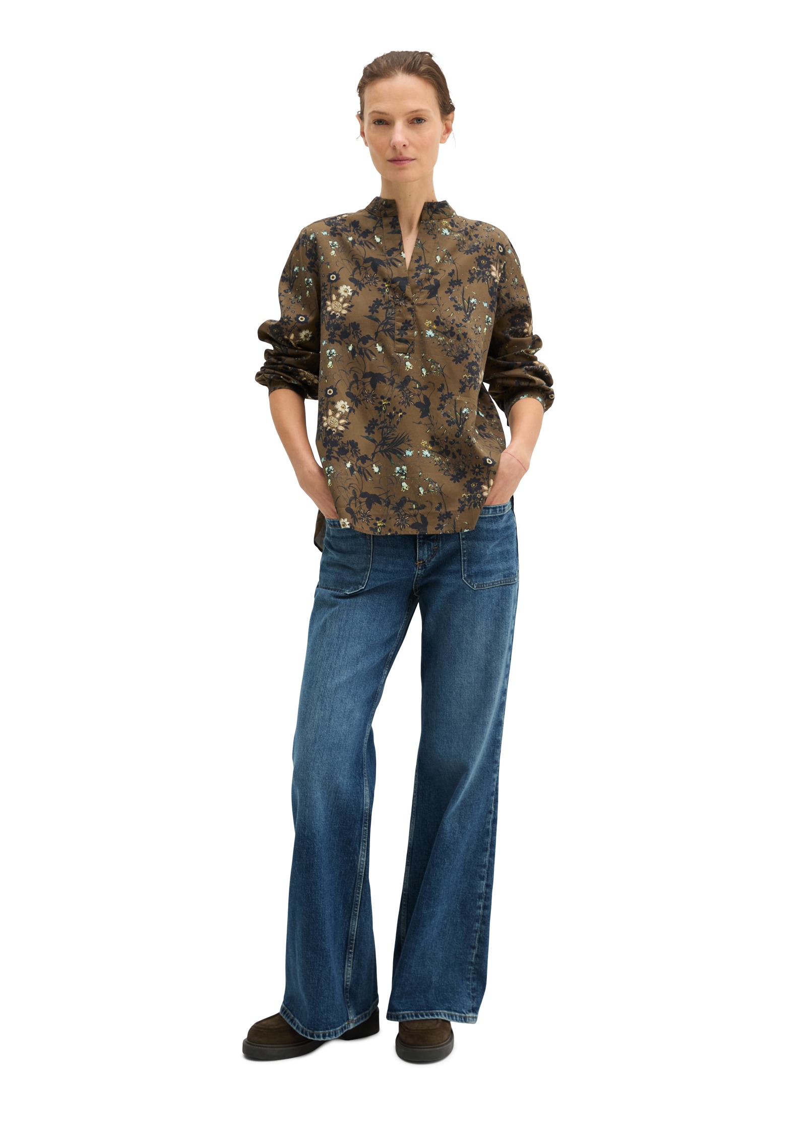 Marc O'Polo Blouse à manches longues »loose aus weichem Baumwollstoff« avec imprimé intégral