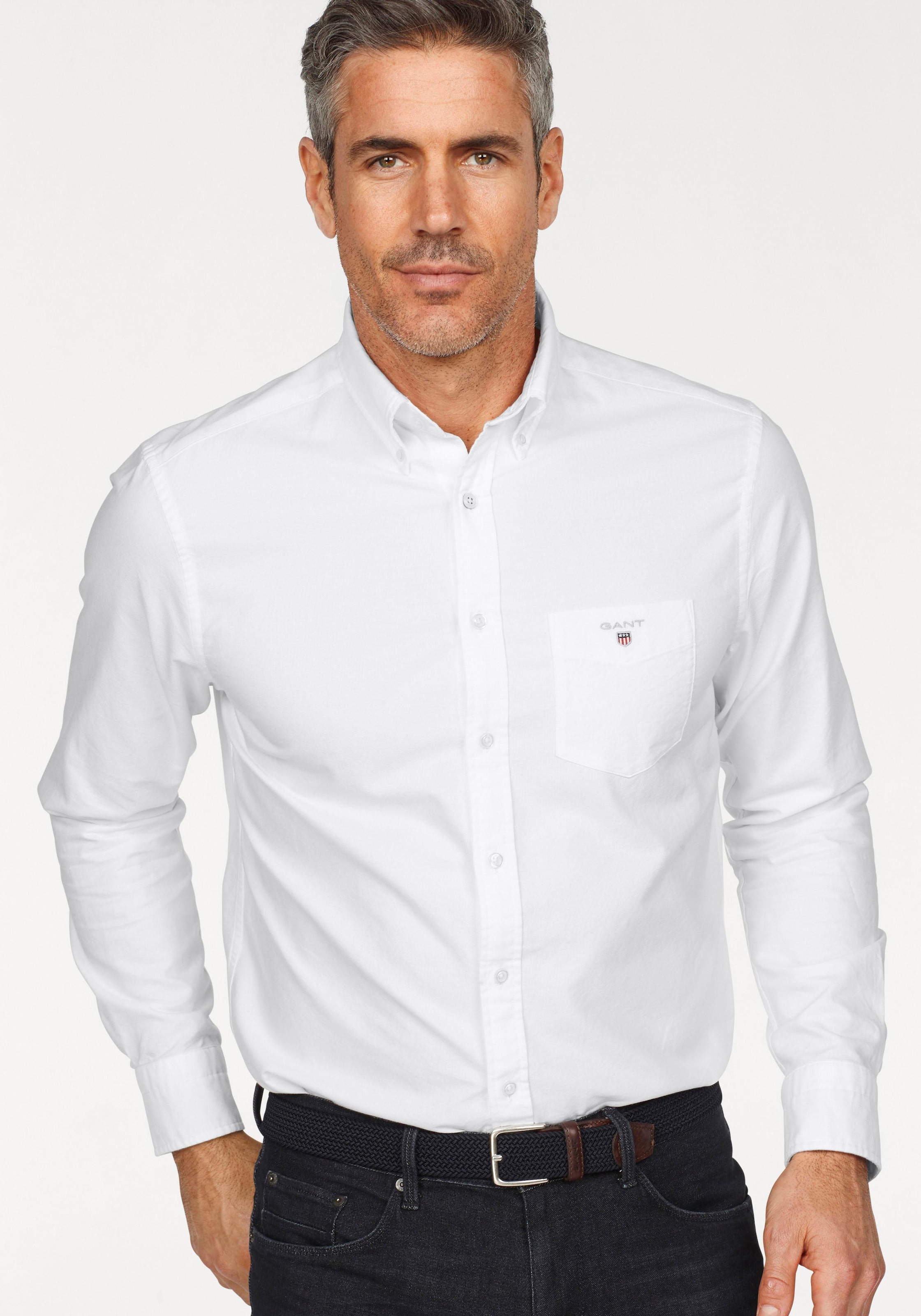Gant Langarmhemd »Regular Fit Oxford Hemd strukturiert langlebig dicker«, mit Logostickerei auf der Brusttasche