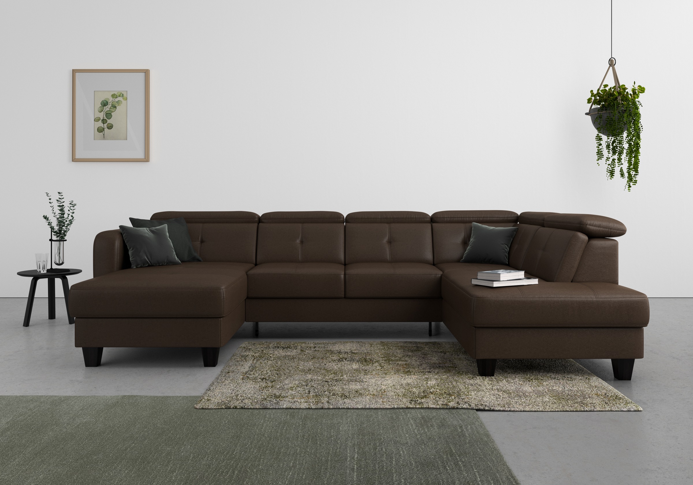 sit&more Wohnlandschaft »Belluci U-Form«, Kopfteilverstellung und Federkern, wahlweise mit Bettfunktion