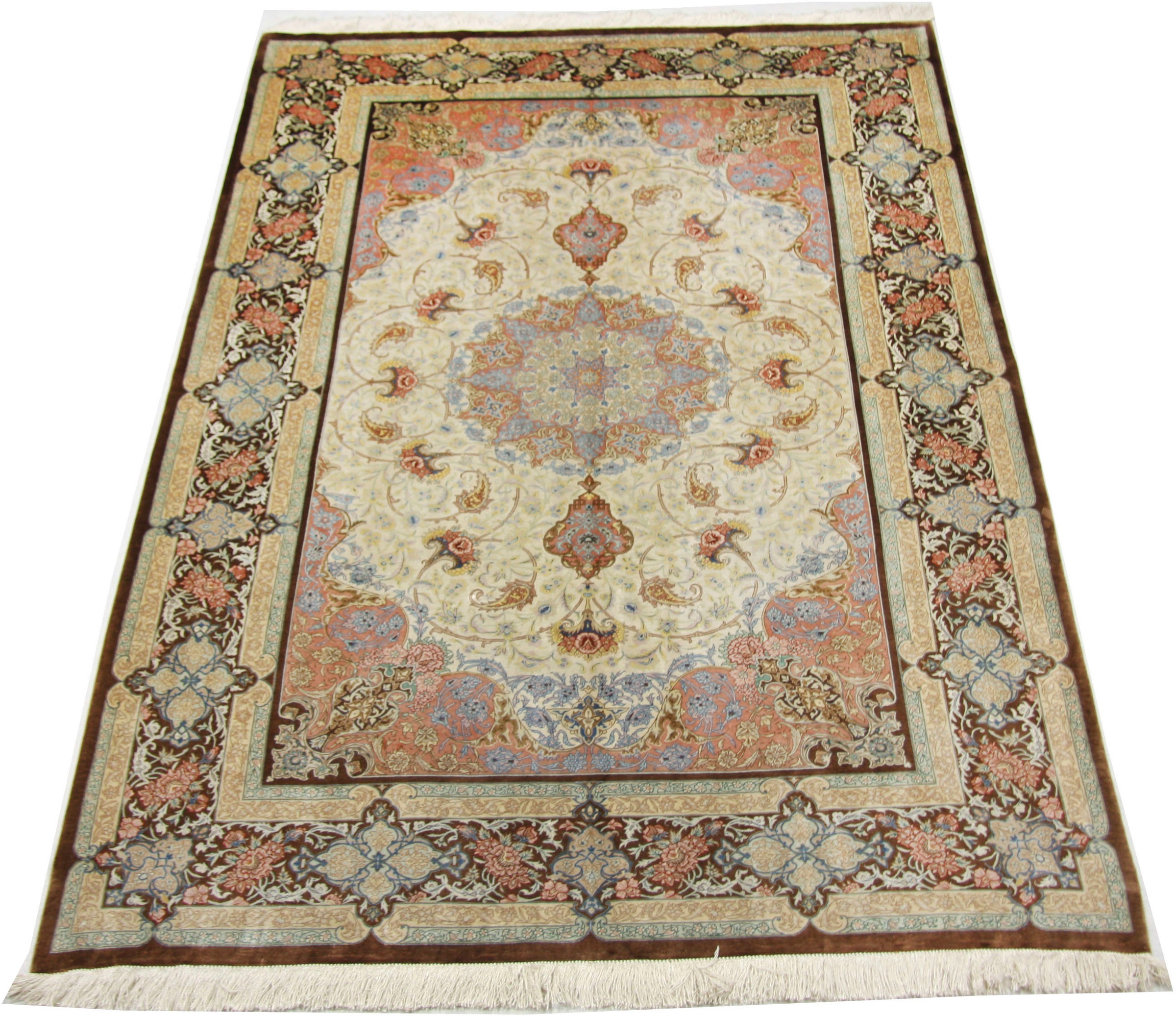 Image of morgenland Teppich »Ghom Seide Teppich handgeknüpft beige«, rechteckig, 7 mm Höhe bei Ackermann Versand Schweiz