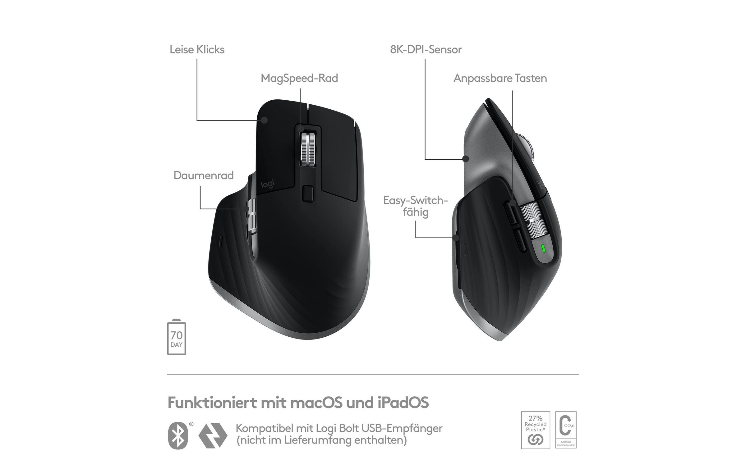 Logitech Maus »MX Master 3S«, Bluetooth