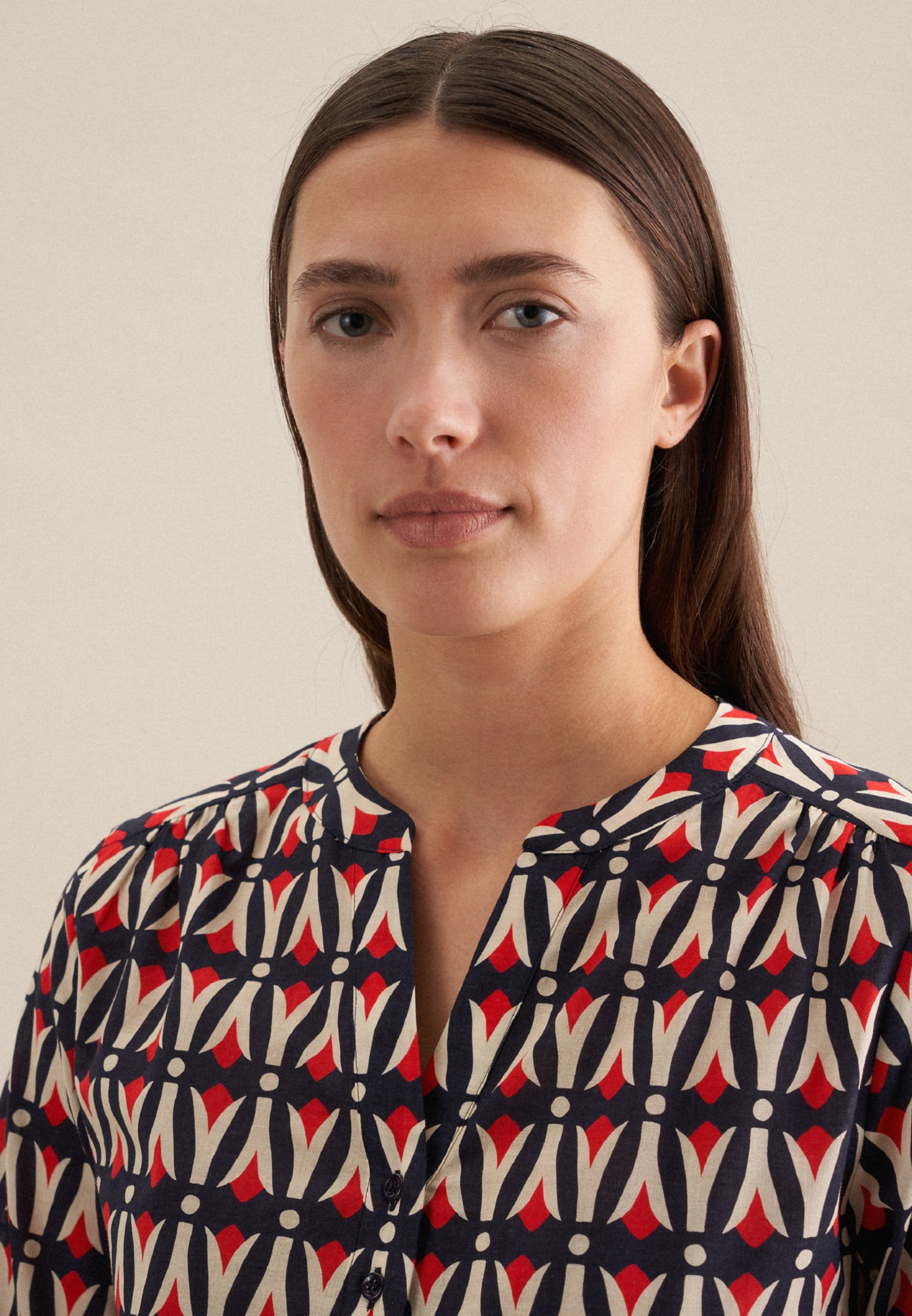 seidensticker Klassische Bluse »Schwarze Rose«, Tunika Geometrische Muster