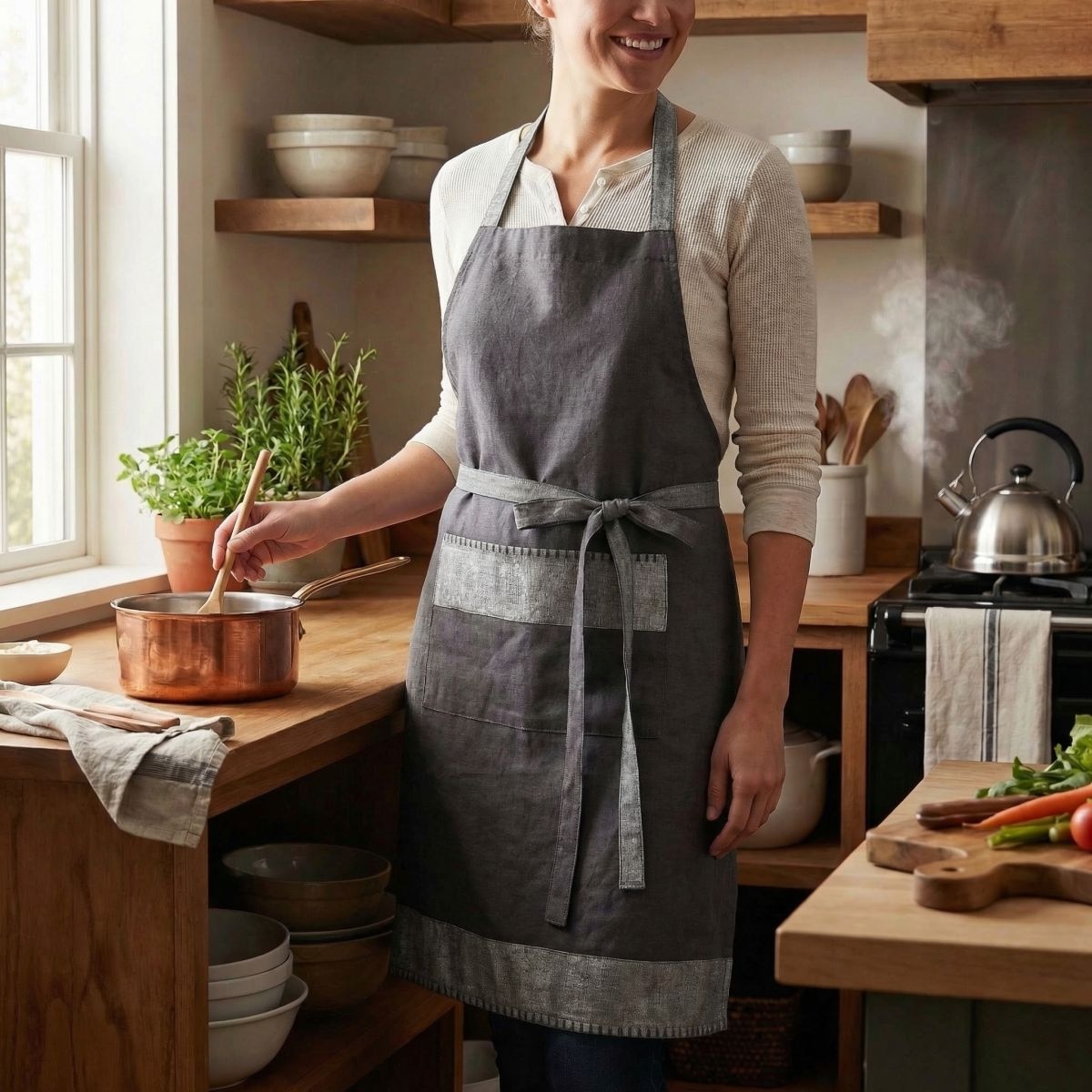 Home affaire Tablier de cuisine »Schürze grautöne 70x80cm« 1