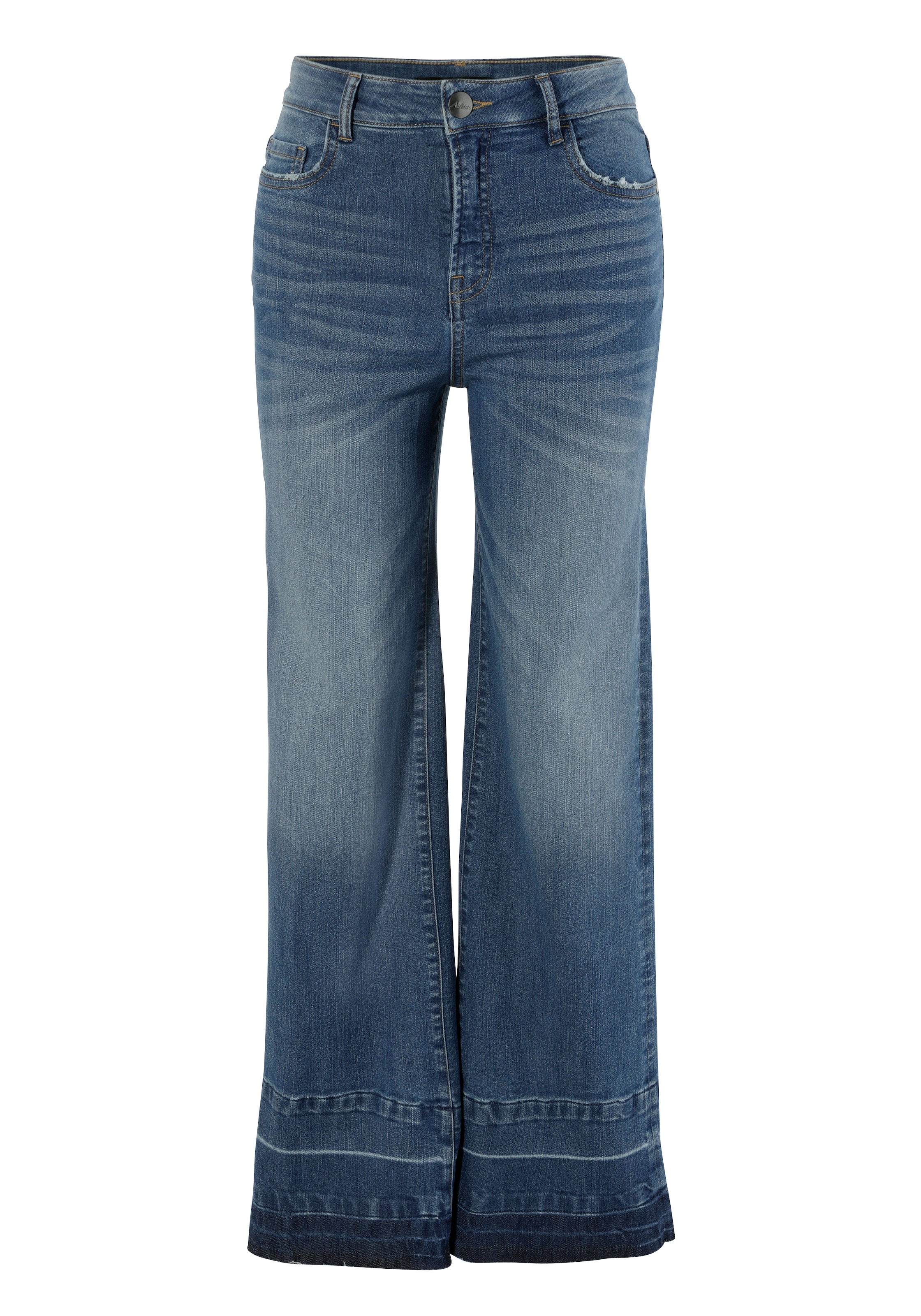 am ausgefranstem trendiger Straight-Jeans, versandkostenfrei mit Aniston CASUAL auf Waschung Saum leicht
