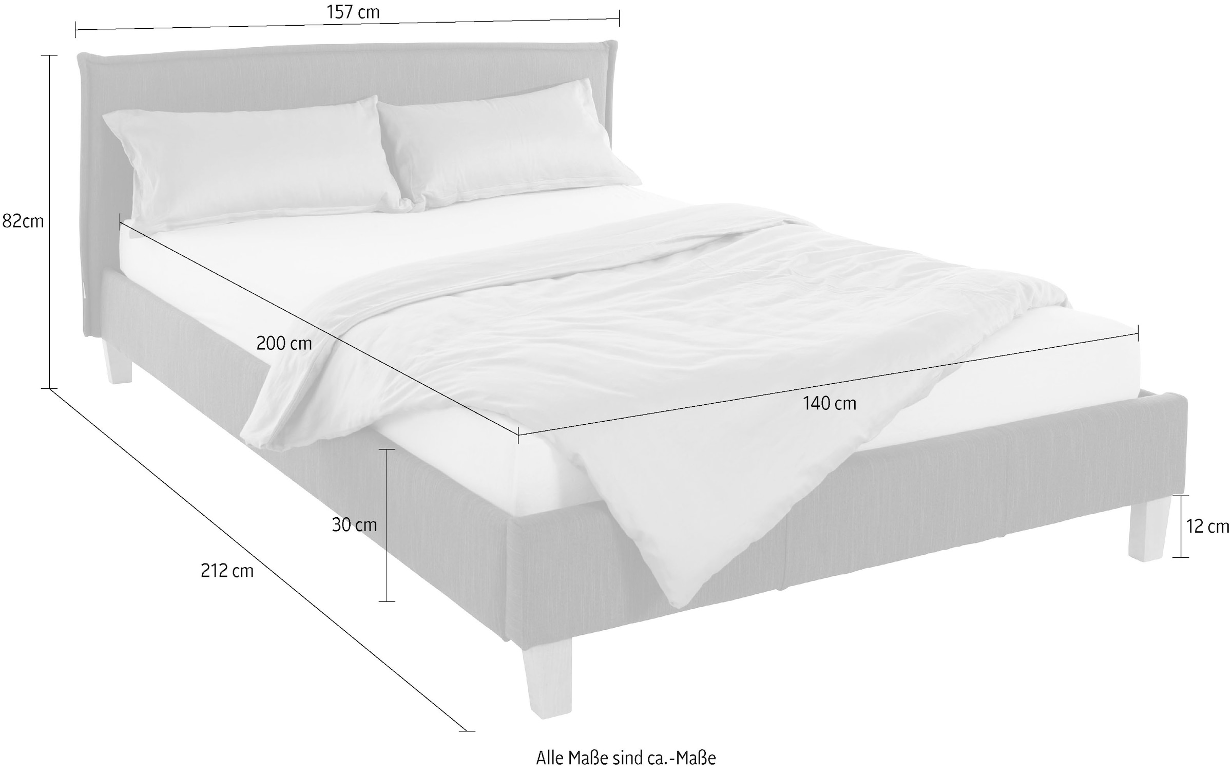 GOODproduct Polsterbett »Heddi«, in 5 Breiten: von 90cm-200cm, Biese am Kopfteil, Strukturstoff