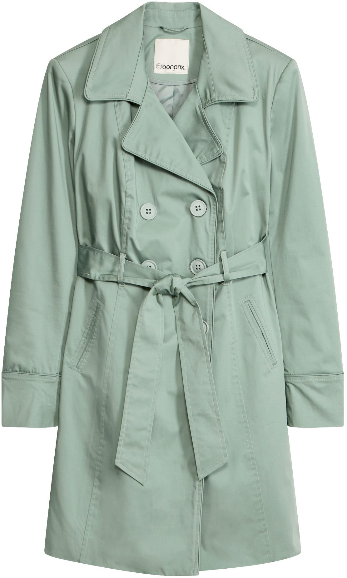 bonprix Trenchcoat mit abnehmbarem Bindegürtel, 2-Reiher