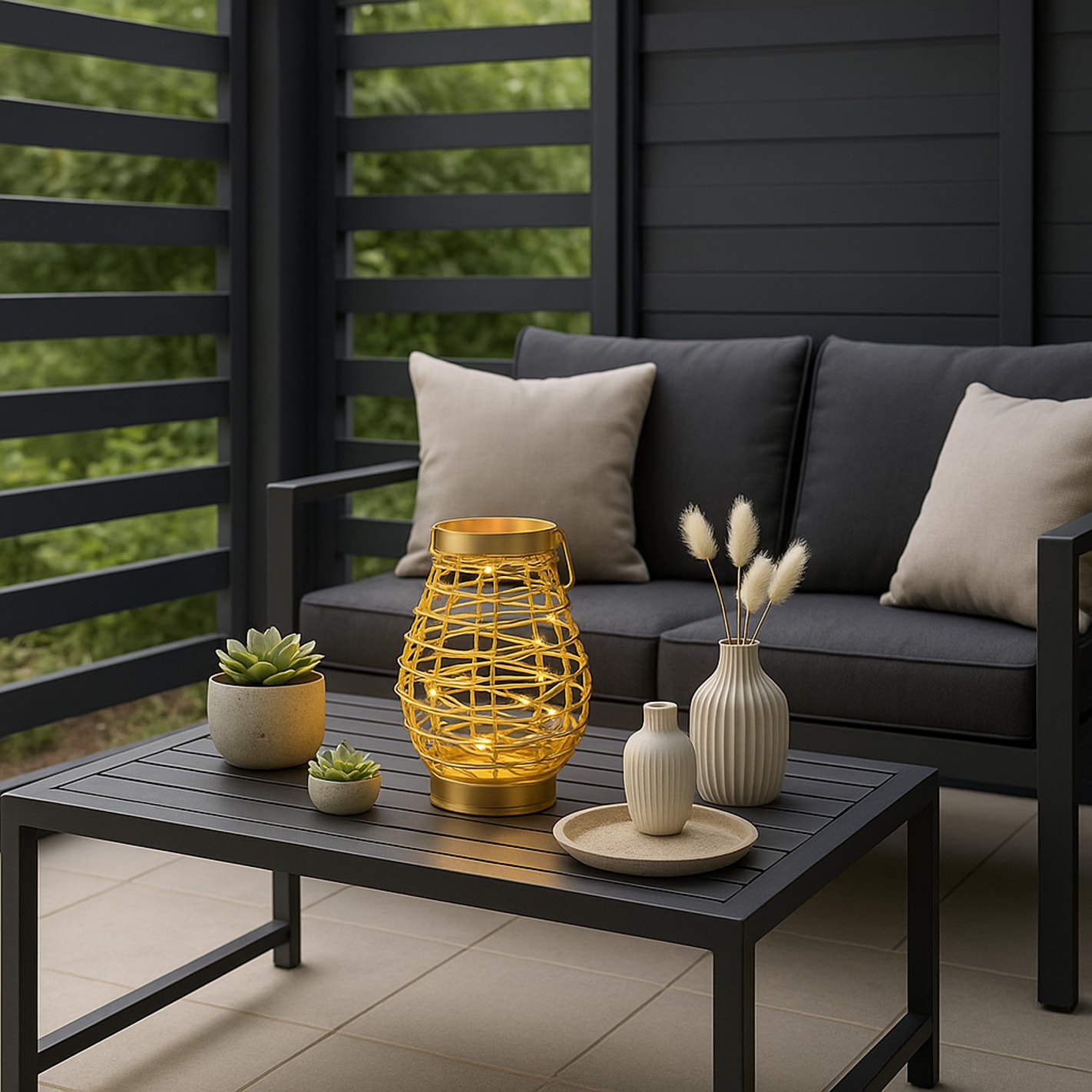 I.GE.A. Photophore »LED-Laterne aus Metall Kordel« Windlicht Kerzenlaterne Gold Tischdeko Lichterkette