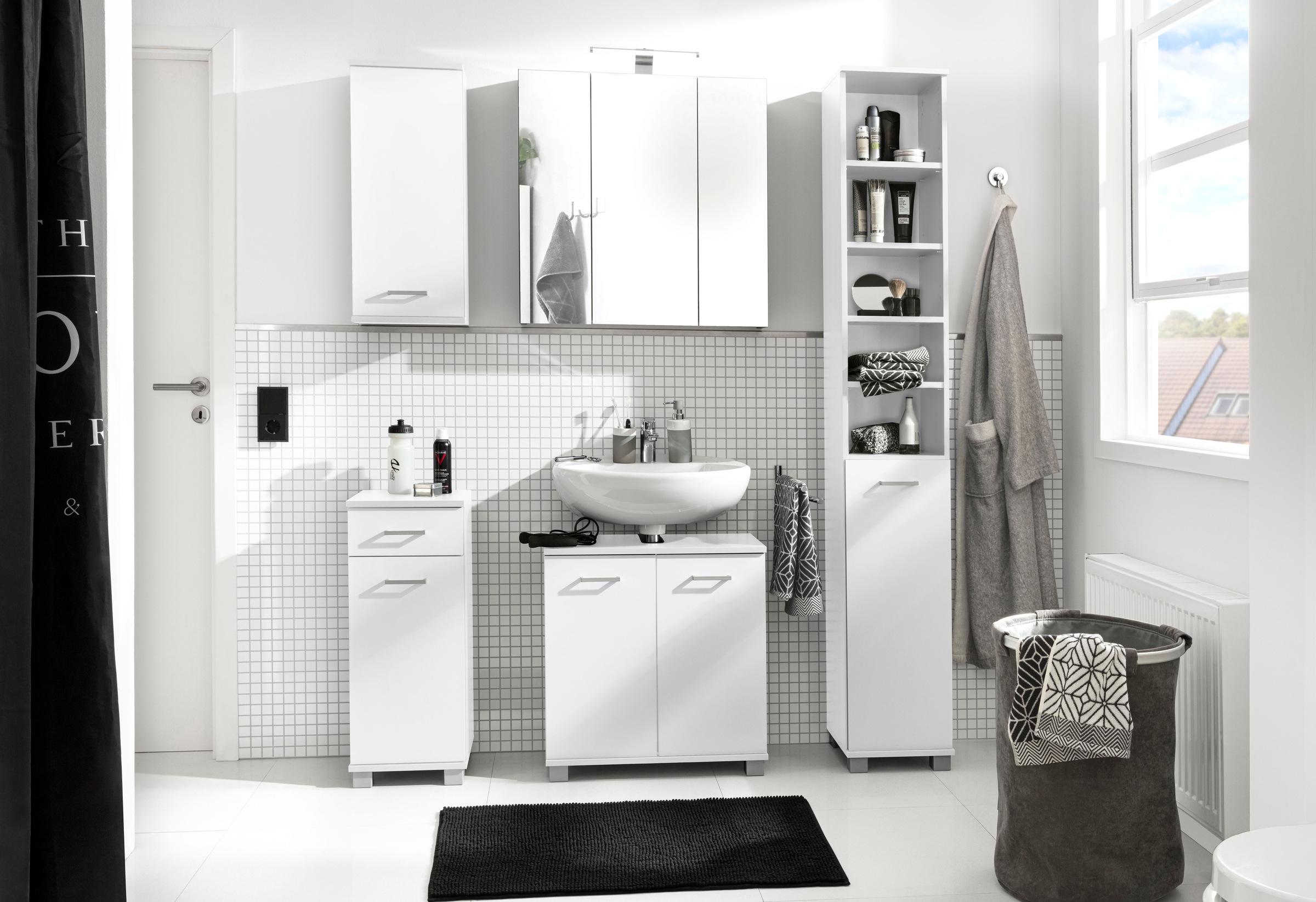 Schildmeyer Waschbeckenunterschrank »Mobes, Made in Germany«, Breite/Höhe: 59,8/62,4 cm, Badschrank mit Doppeltür, Zwischenboden