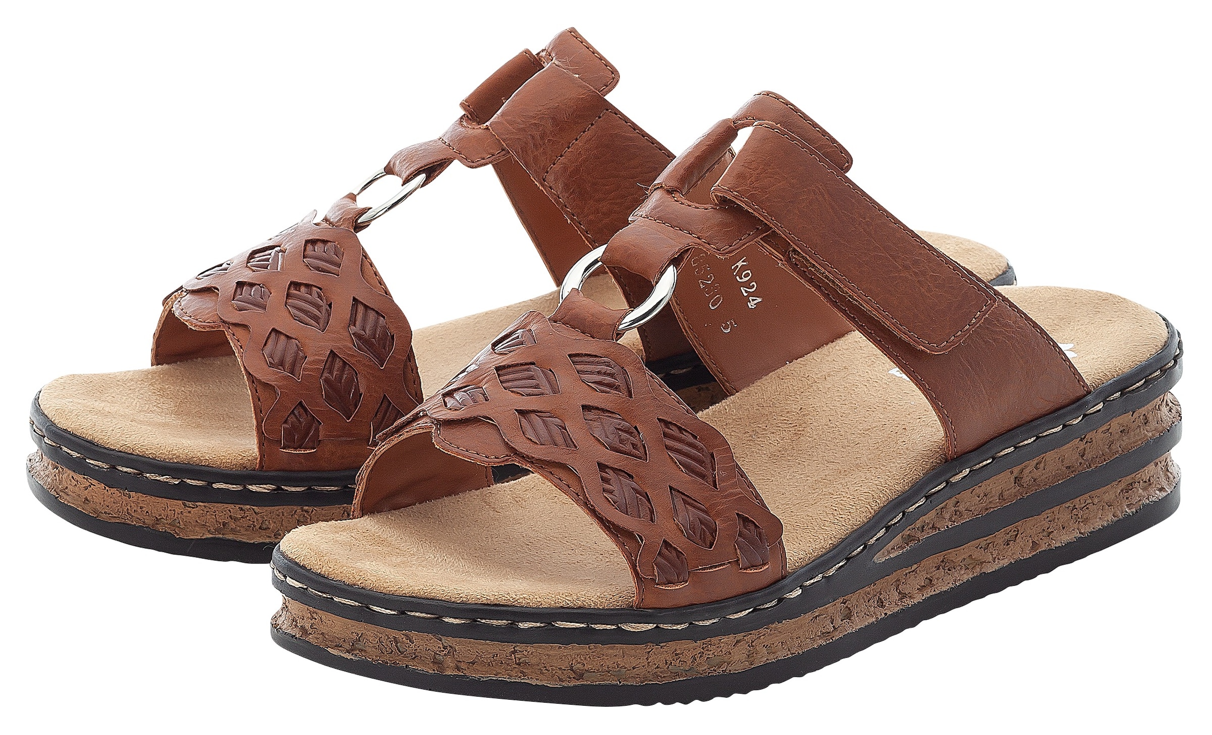 Rieker Pantolette  compensé, chaussure d'été, mule avec brides effet tressé