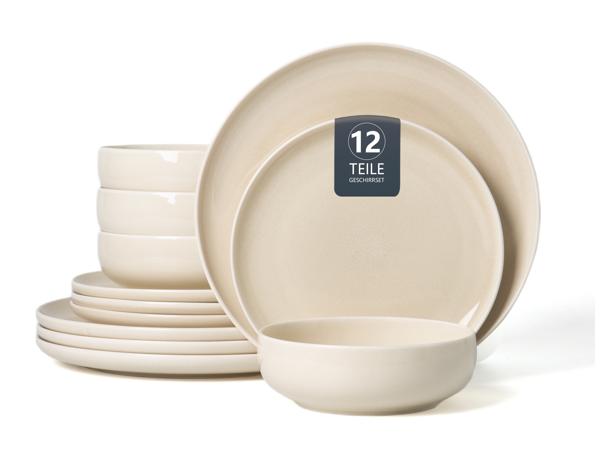 Image of GOODproduct Geschirr-Set "Flett, mit Reaktivglasur" Teller Set, spülmaschinenfest und mikrowellengeeignet
