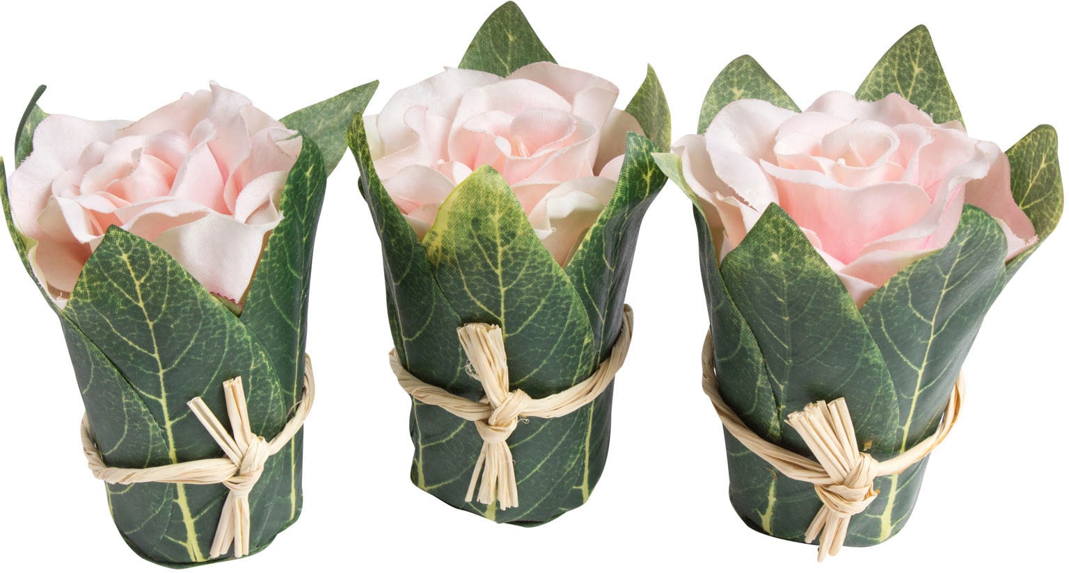 Blättern umwickelt« mit Kunstblume kaufen »Rosenarrangement Botanic-Haus