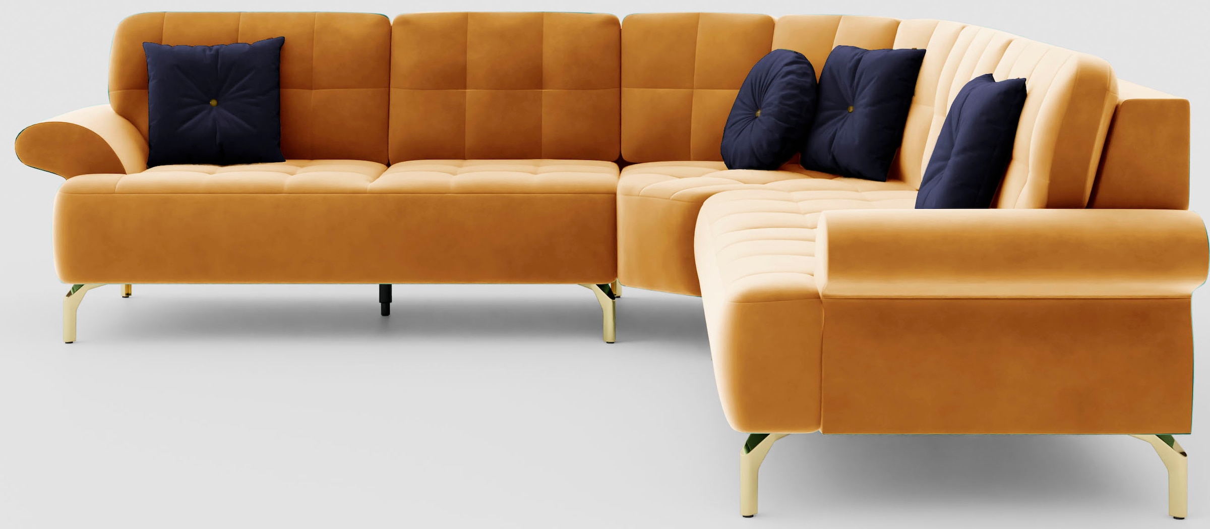 sit&more Ecksofa »Orient 1 L-Form«, inkl. 4 Zierkissen mit Strass-Stein, goldfarbene Metallfüsse