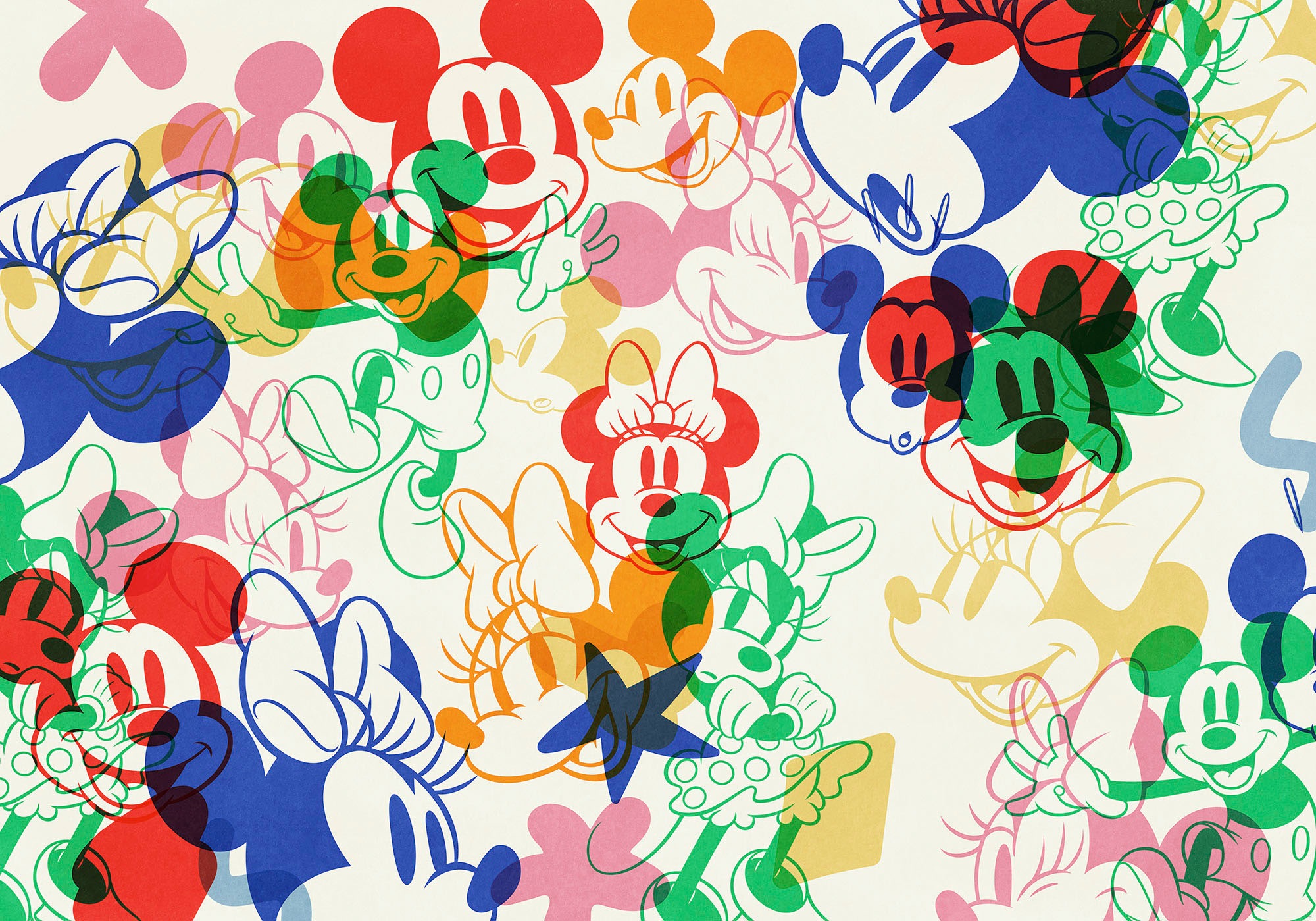 Komar Fototapete "Digitaldruck Vlies - Mickey and Minnie Mixture - Größe 400 x 250 cm" bedruckt glatt Kinderzimmer
