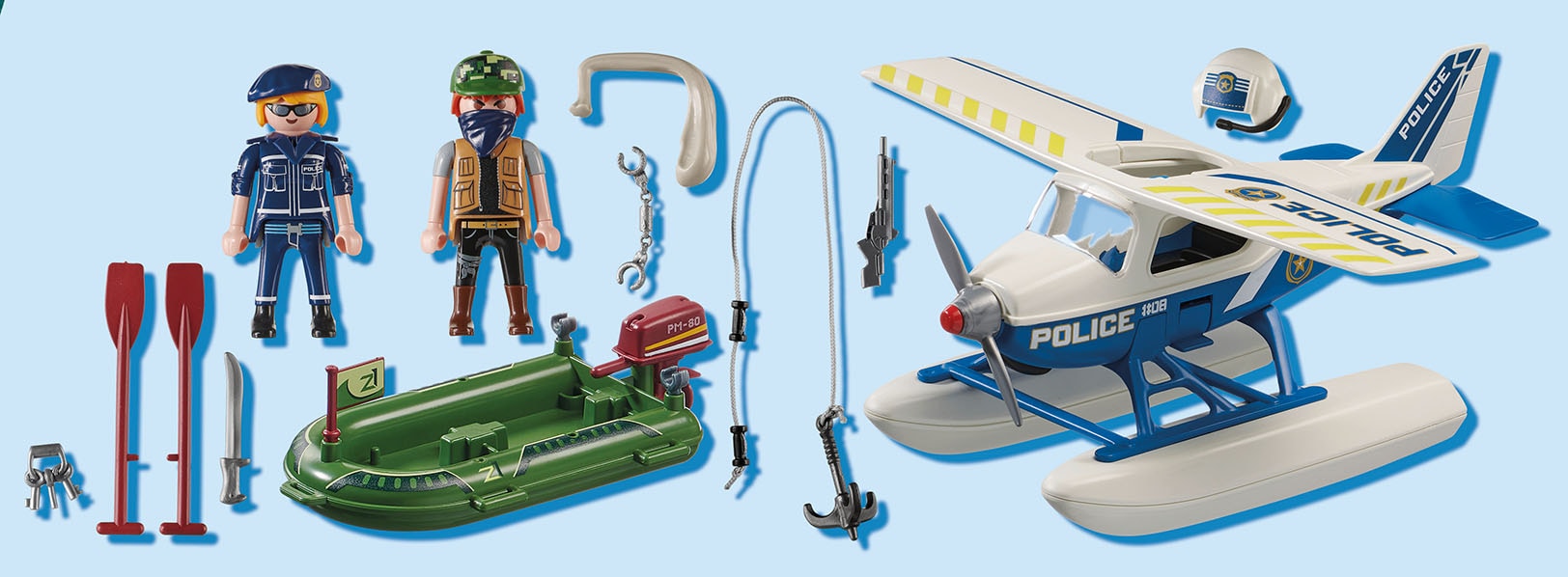 Playmobil® Konstruktions-Spielset »Polizei-Wasserflugzeug: Schmuggler-Verfolgung (70779), City Action«, (33 St.), Made in Germany