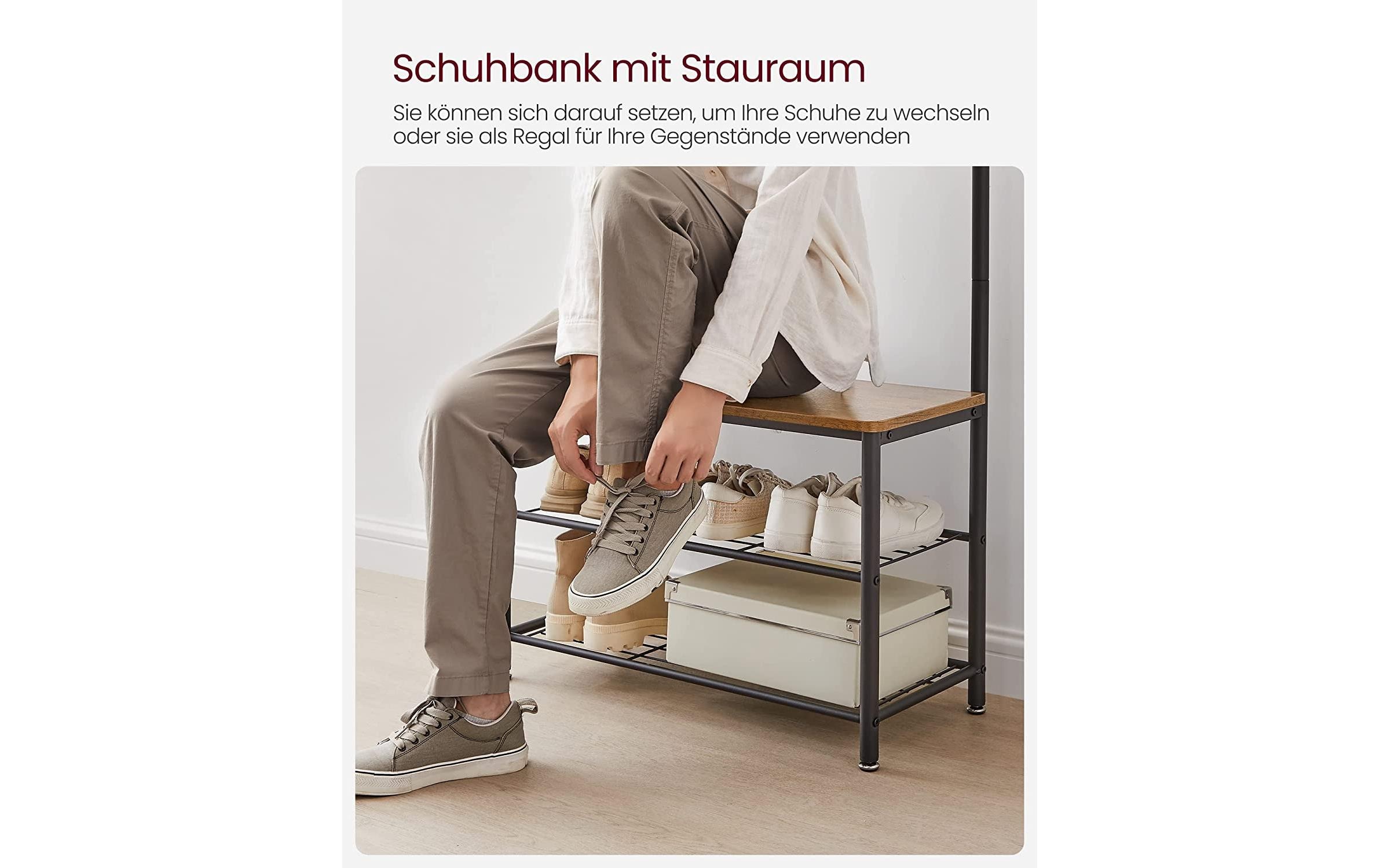 VASAGLE Schuhregal »VASAGLE Garderobe mit Schuhregal 32 cm x 175 cm, Braun/Schwarz«