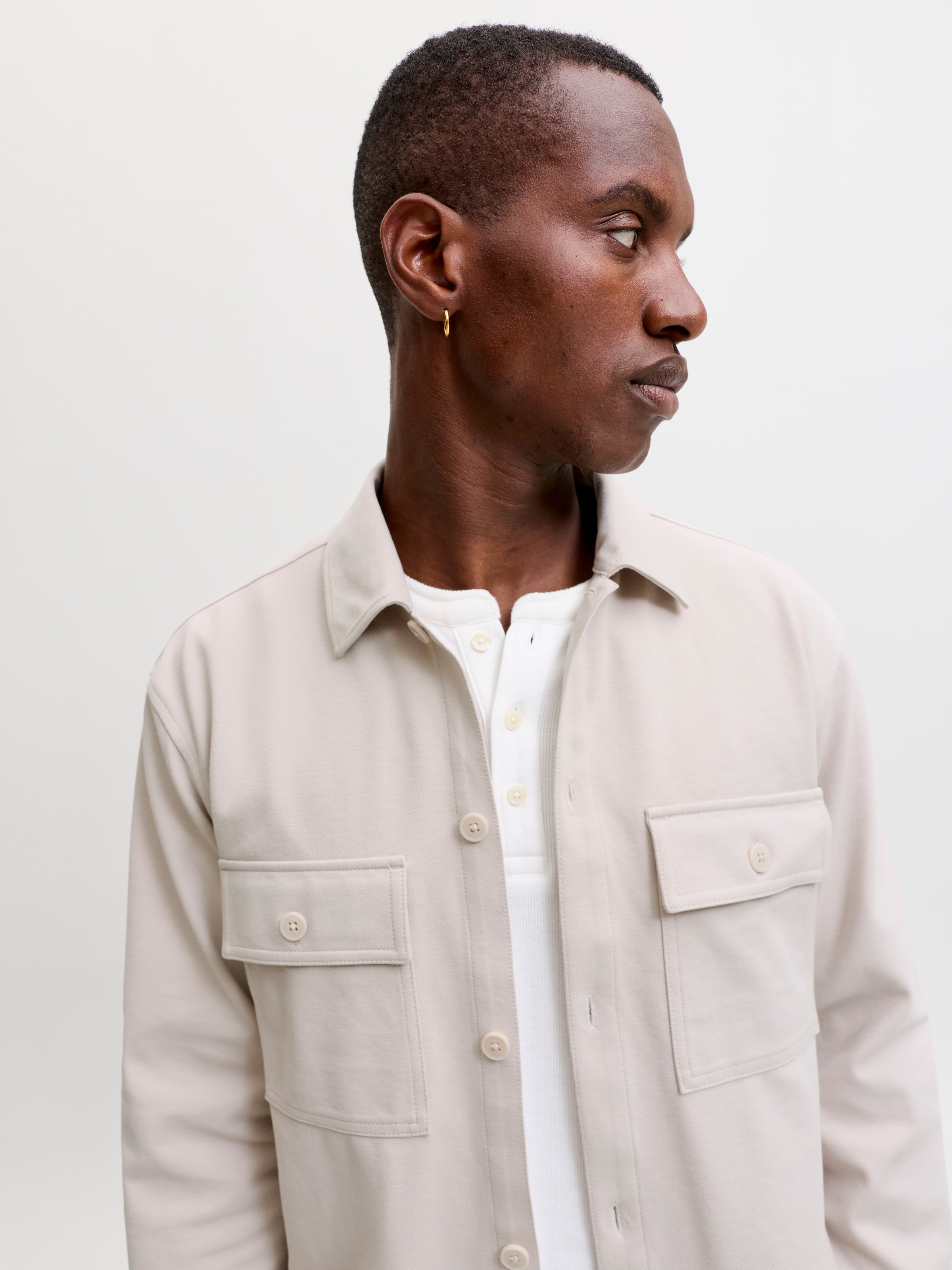 Jack & Jones Chemise à manches longues »JJWILLIAM SWEAT OVERSHIRT LS NOOS« Mélange de matériaux, tissu sweat, coupe décontractée