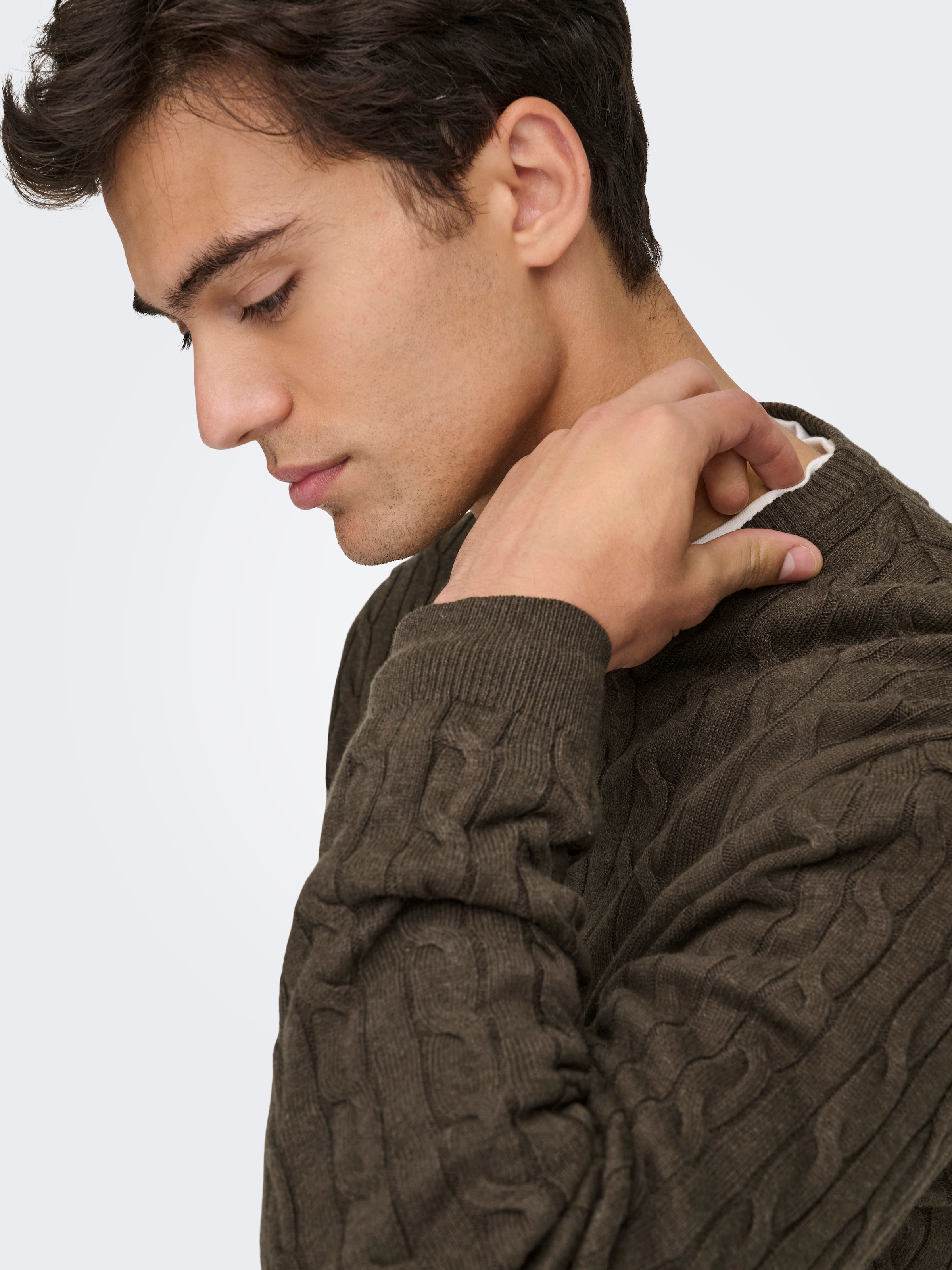 ONLY & SONS Strickpullover »ONSLOUI REG 12 CABEL CREW KNIT NOOS«