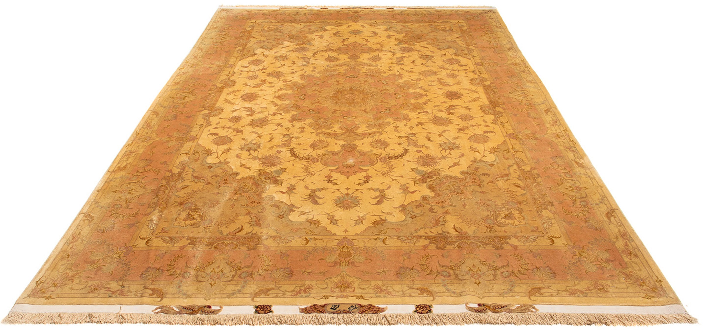Image of morgenland Orientteppich »Perser - Täbriz - Royal - 300 x 200 cm - gold«, rechteckig, 7 mm Höhe, Wohnzimmer, Handgeknüpft, Einzelstück mit Zertifikat bei Ackermann Versand Schweiz