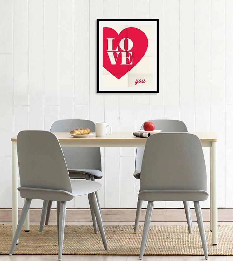Image of queence Bild "Love you" Herz Herzbilder Liebessprüche Schriftzug 1 Stk. tlg. gerahmt