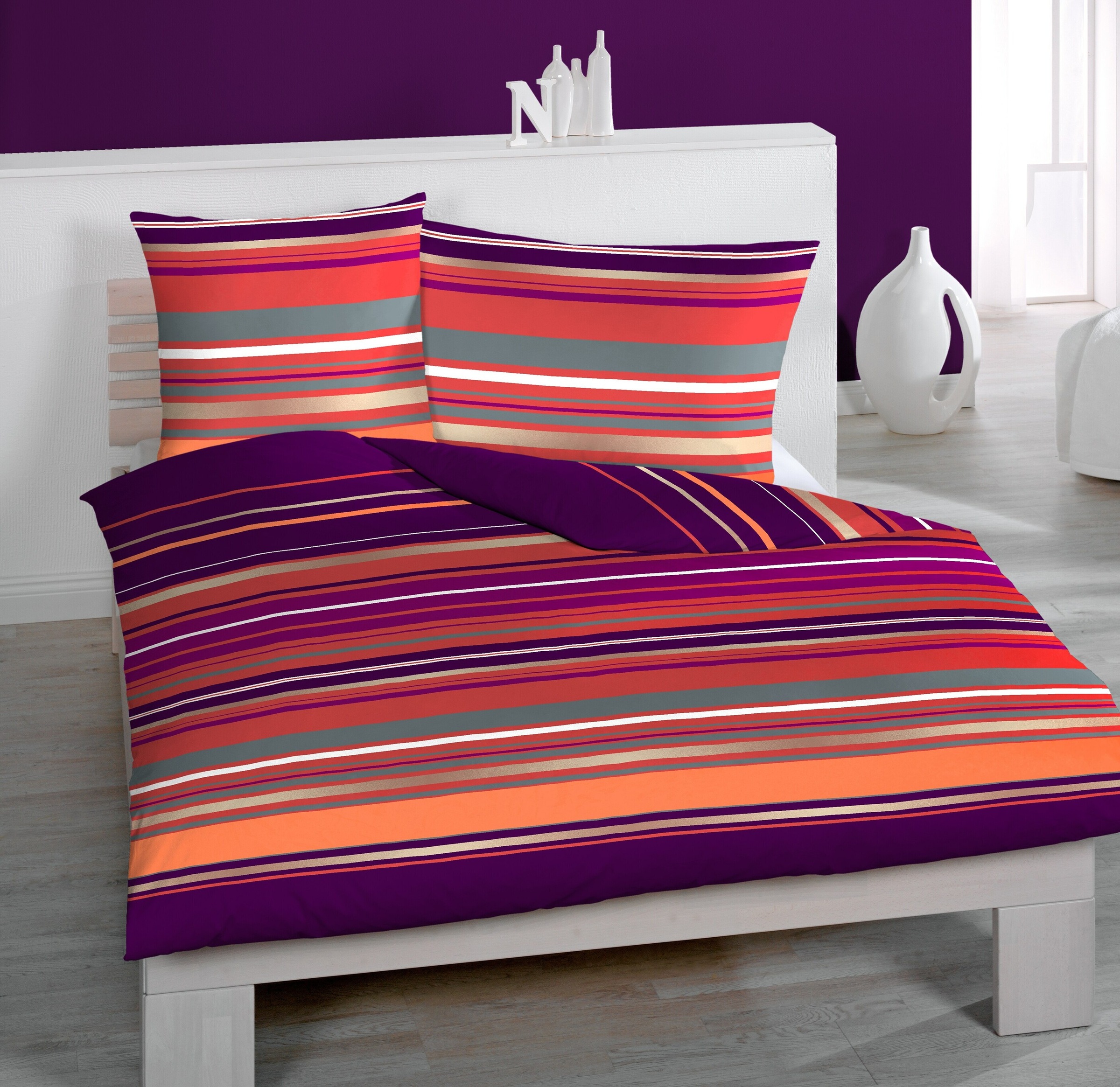 Image of HOME FASHION Bettbezug »Streifen Quer«, (1 St.), verdeckter Reissverschluss bei Ackermann Versand Schweiz