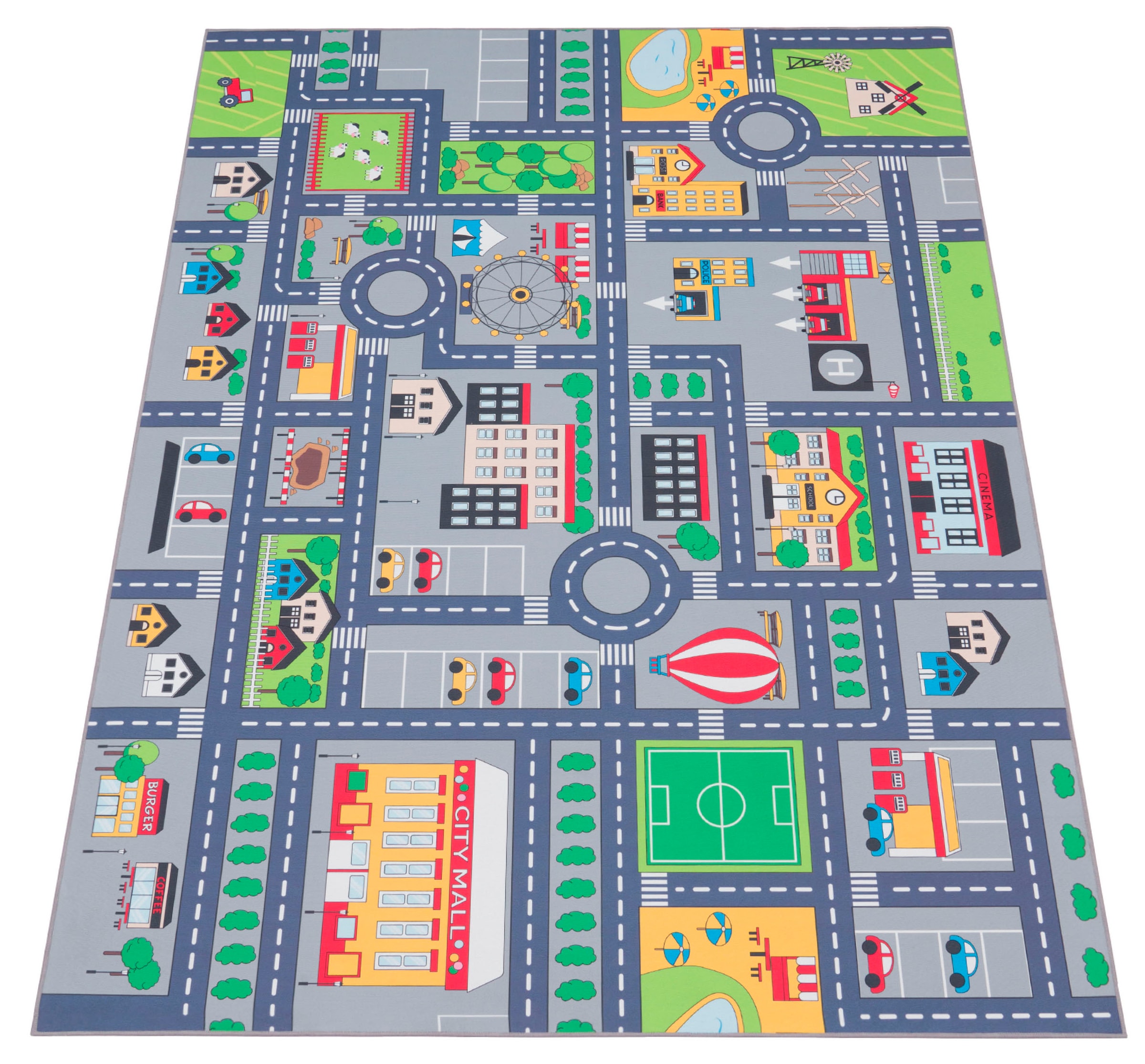 Image of Paco Home Kinderteppich "Bino 576" rechteckig 4 mm Höhe Kurzflor, Strassen-Spiel-Teppich, Kinderzimmer