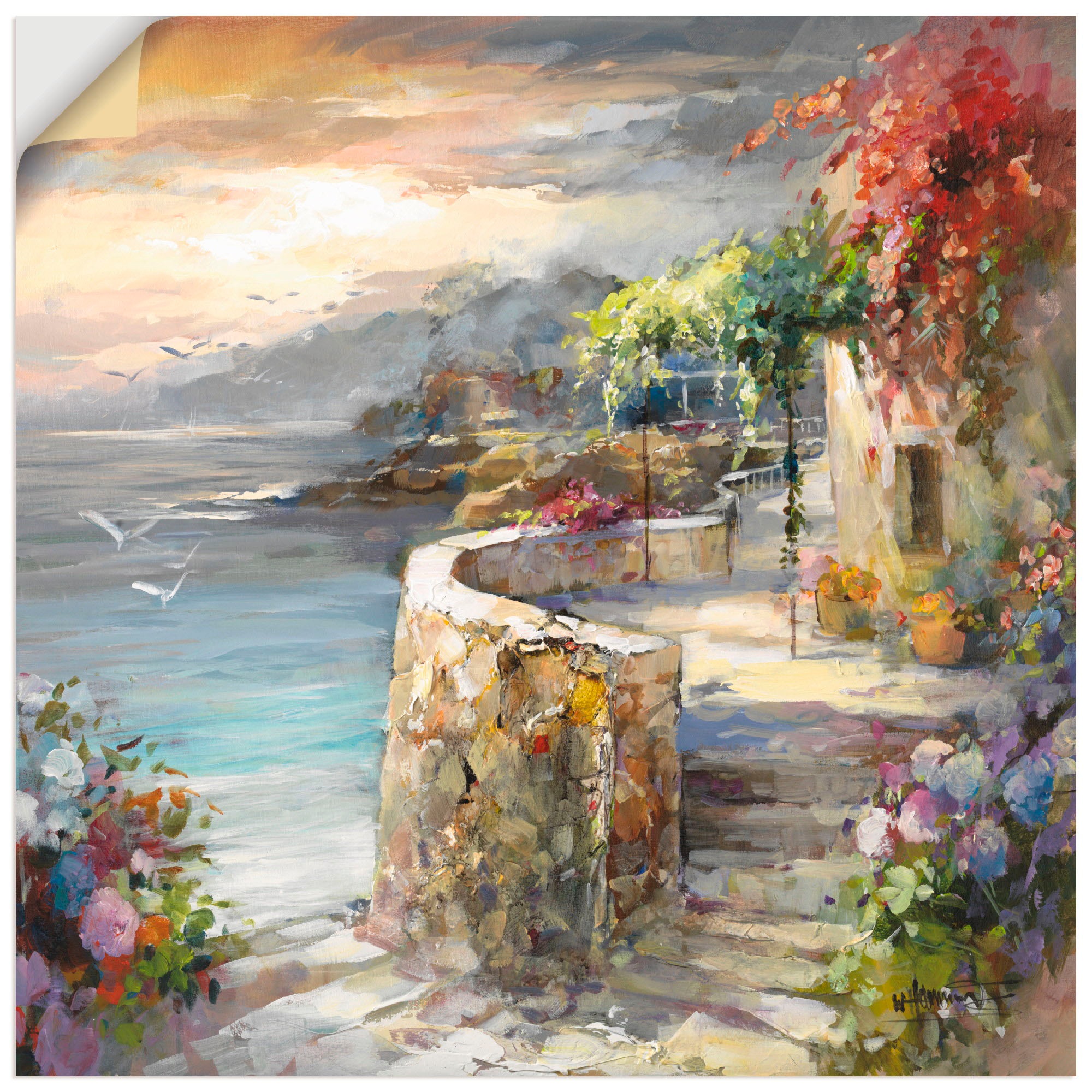 Image of Artland Wandbild »Möwen und Sonnenuntergang«, Gewässer, (1 St.), in vielen Grössen & Produktarten -Leinwandbild, Poster, Wandaufkleber / Wandtattoo auch für Badezimmer geeignet bei Ackermann Versand Schweiz