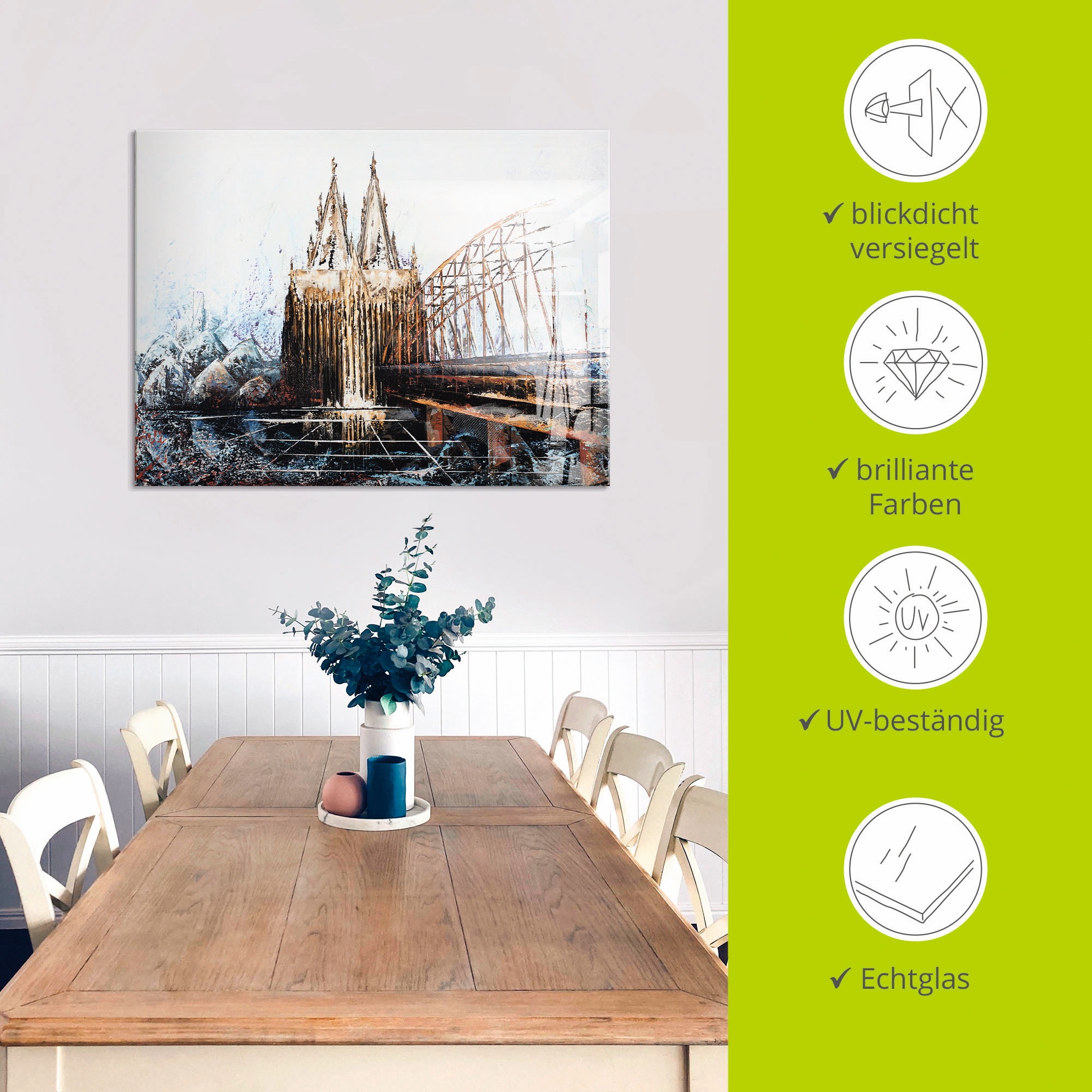 Artland Glasbild »Köln Impression« Deutschland 1 Stk. tlg. in verschiedenen Grössen