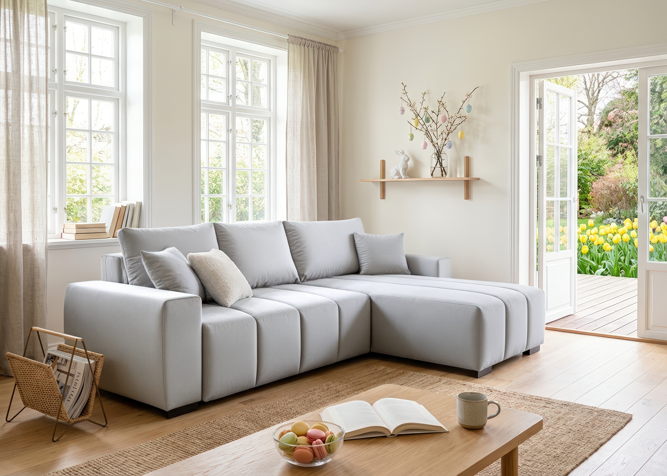 Home affaire Ecksofa »Bello L-Form, B: 256 cm« Bettfunktion, Bettkasten & 2 Zierkissen, Federkern