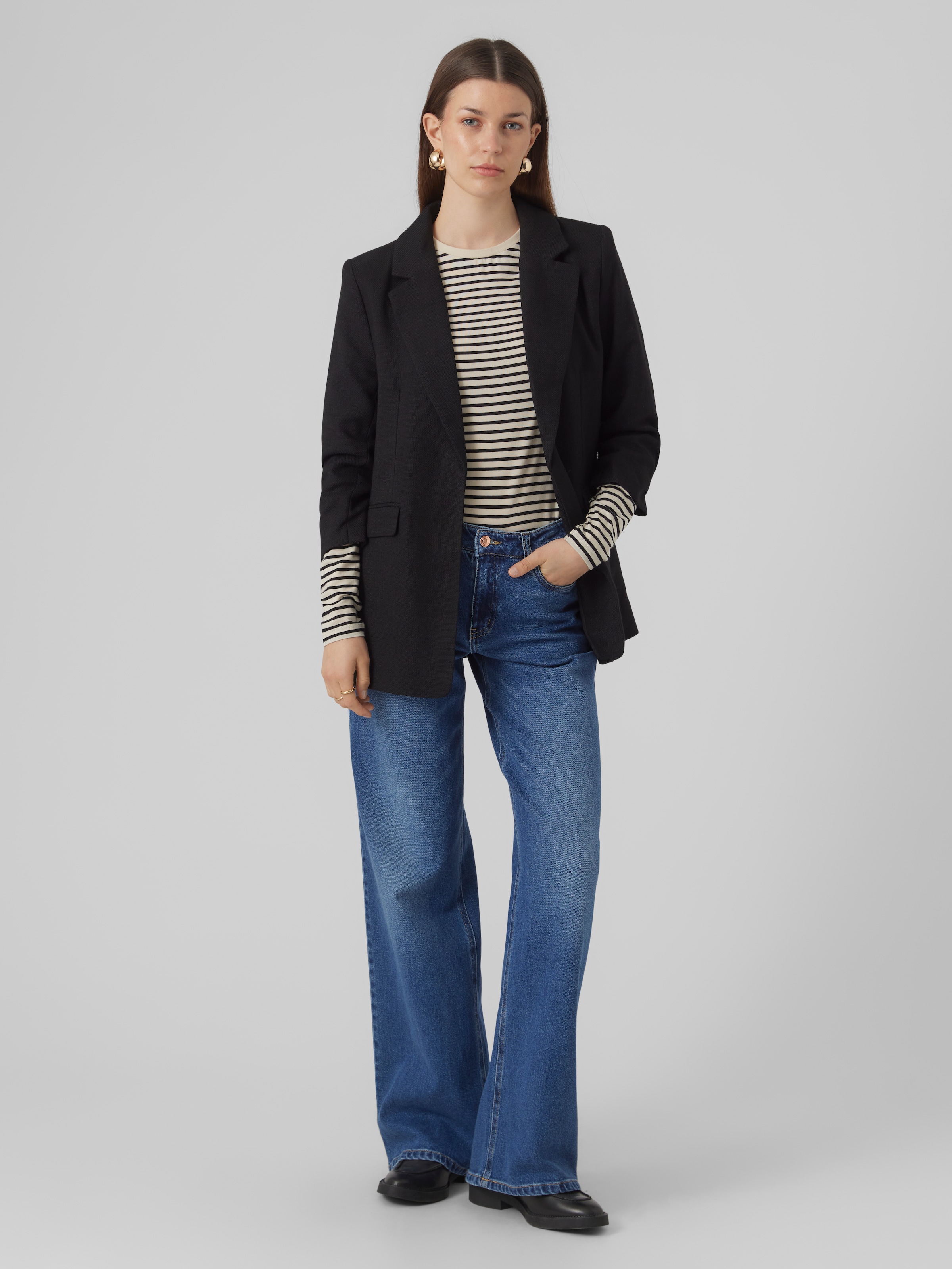 Vero Moda Blazer long »VMFRIDA LS REGULAR BLAZER NOOS« ohne Verschluss und mit gerafften 3/4 Arm