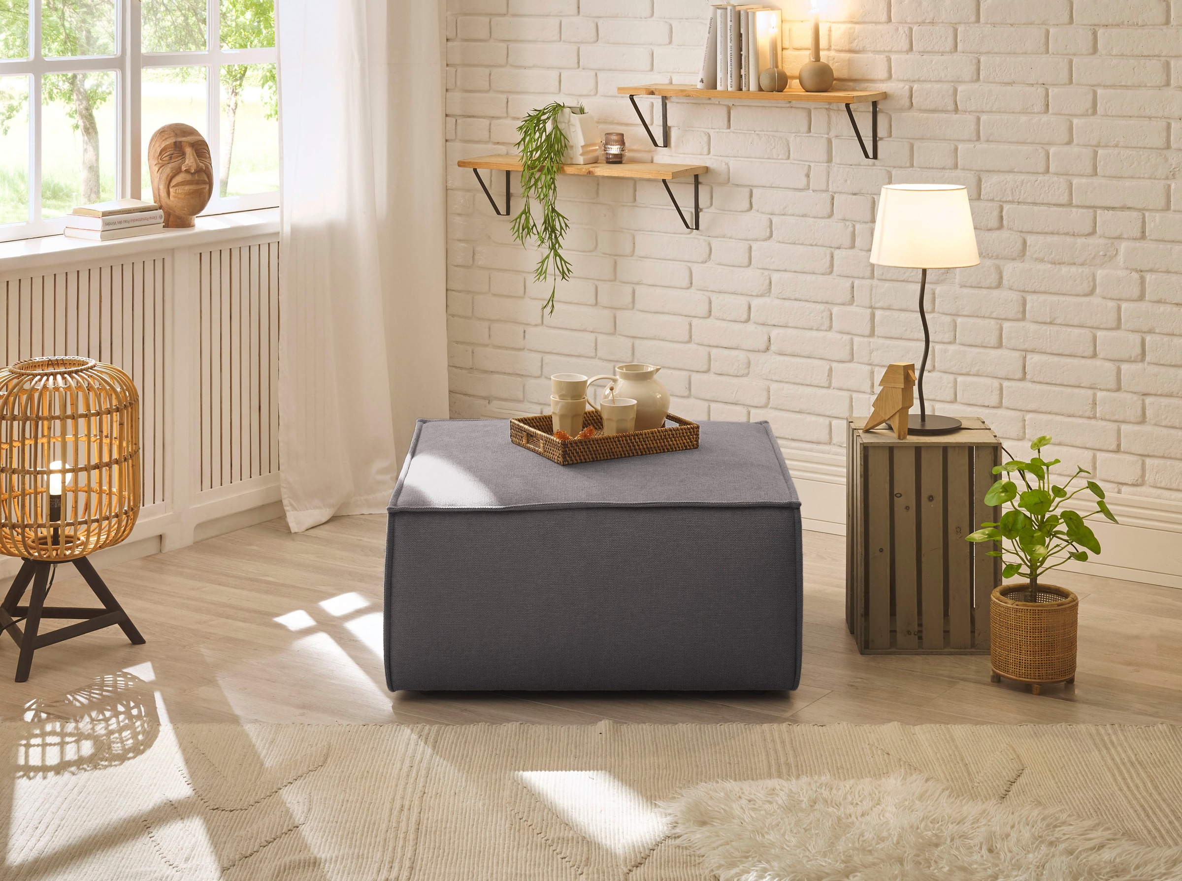 GOODproduct Tabouret »FINNLEY Struktur fein, Polsterhocker kombinierbar m. der Serie FINNLEY« adapté au loveseat de la série Finnley