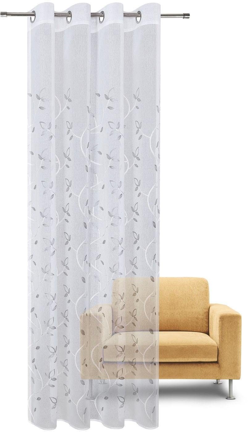 Image of Gerster Vorhang »Freda«, (1 St.), HxB: 235x140, Ösenschal mit Blattranke bestickt bei Ackermann Versand Schweiz