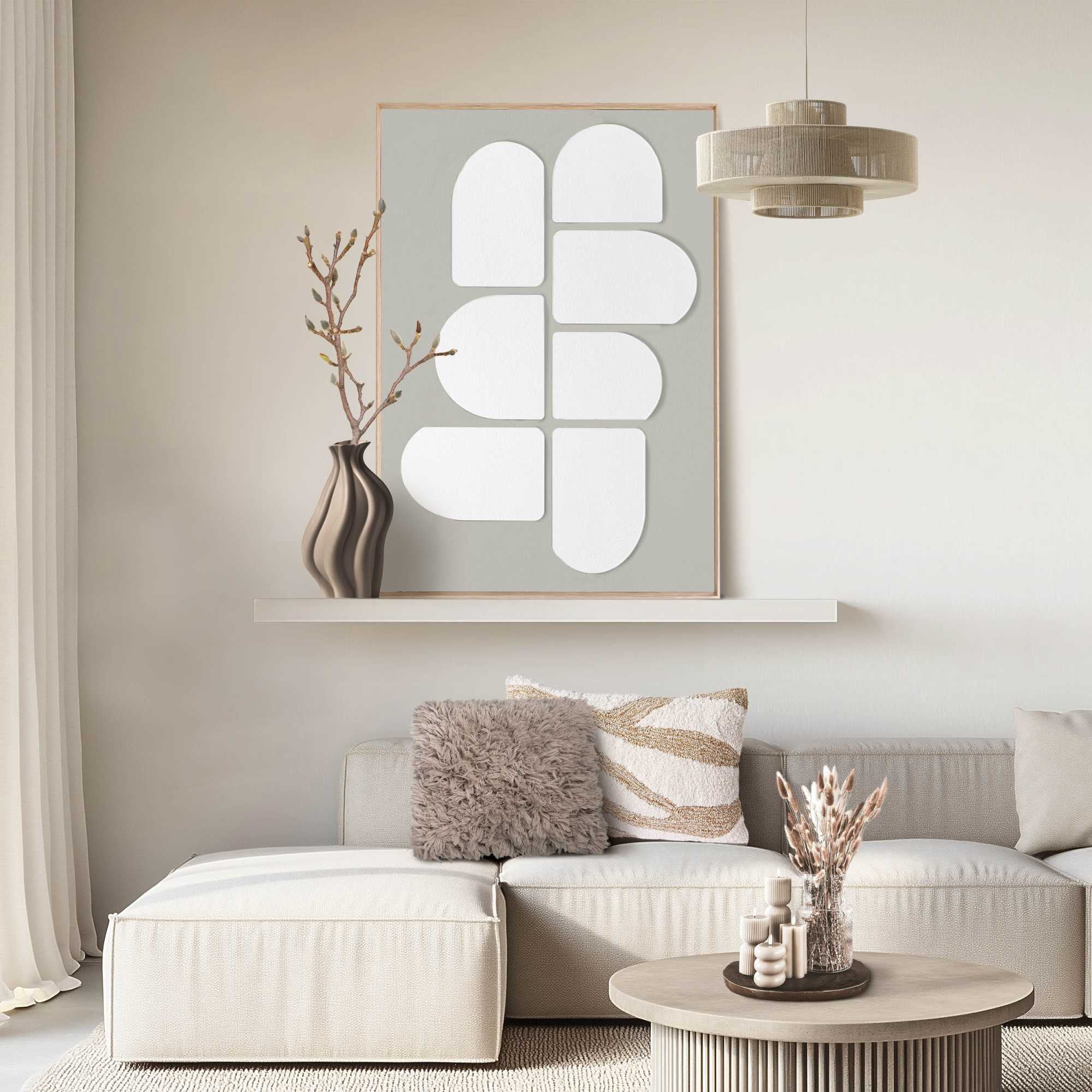 Reinders! Fresque murale »Abstract lichtgrijs met wit« Home Office - Weiss - MDF - Abstrakt - 70x100 cm