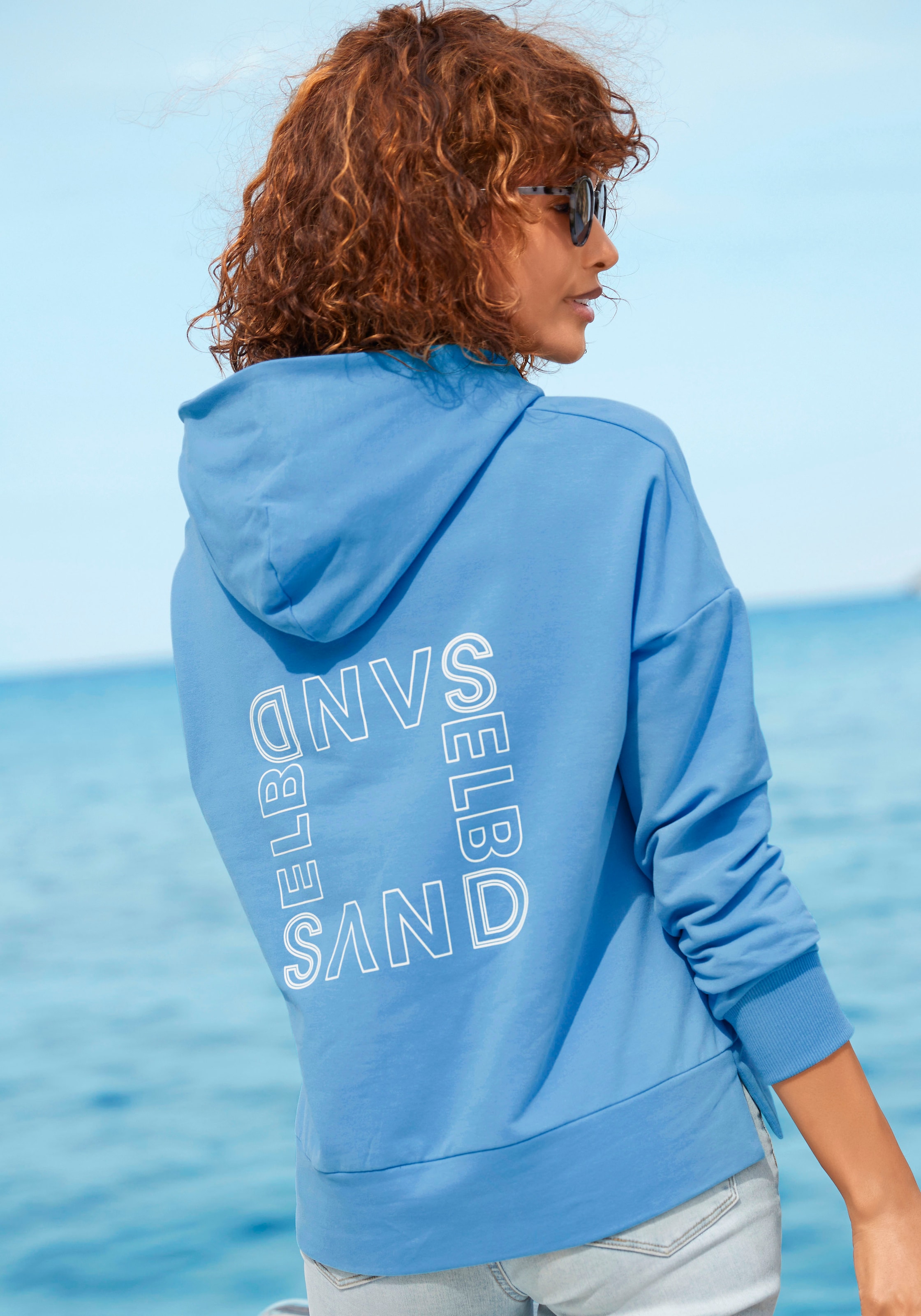 Elbsand Kapuzensweatshirt, mit grossem Logodruck auf dem Rücken, bequemer Hoodie aus Baumwolle