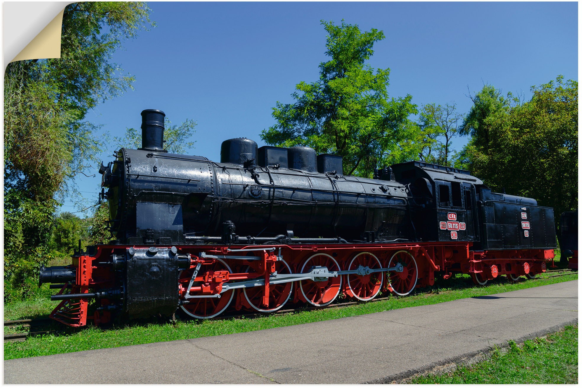 Image of Artland Wandbild »CFR 50.115, Eisenbahn Museum, Resita«, Zugbilder, (1 St.), in vielen Grössen & Produktarten - Alubild / Outdoorbild für den Aussenbereich, Leinwandbild, Poster, Wandaufkleber / Wandtattoo auch für Badezimmer geeignet bei Ackermann Versan