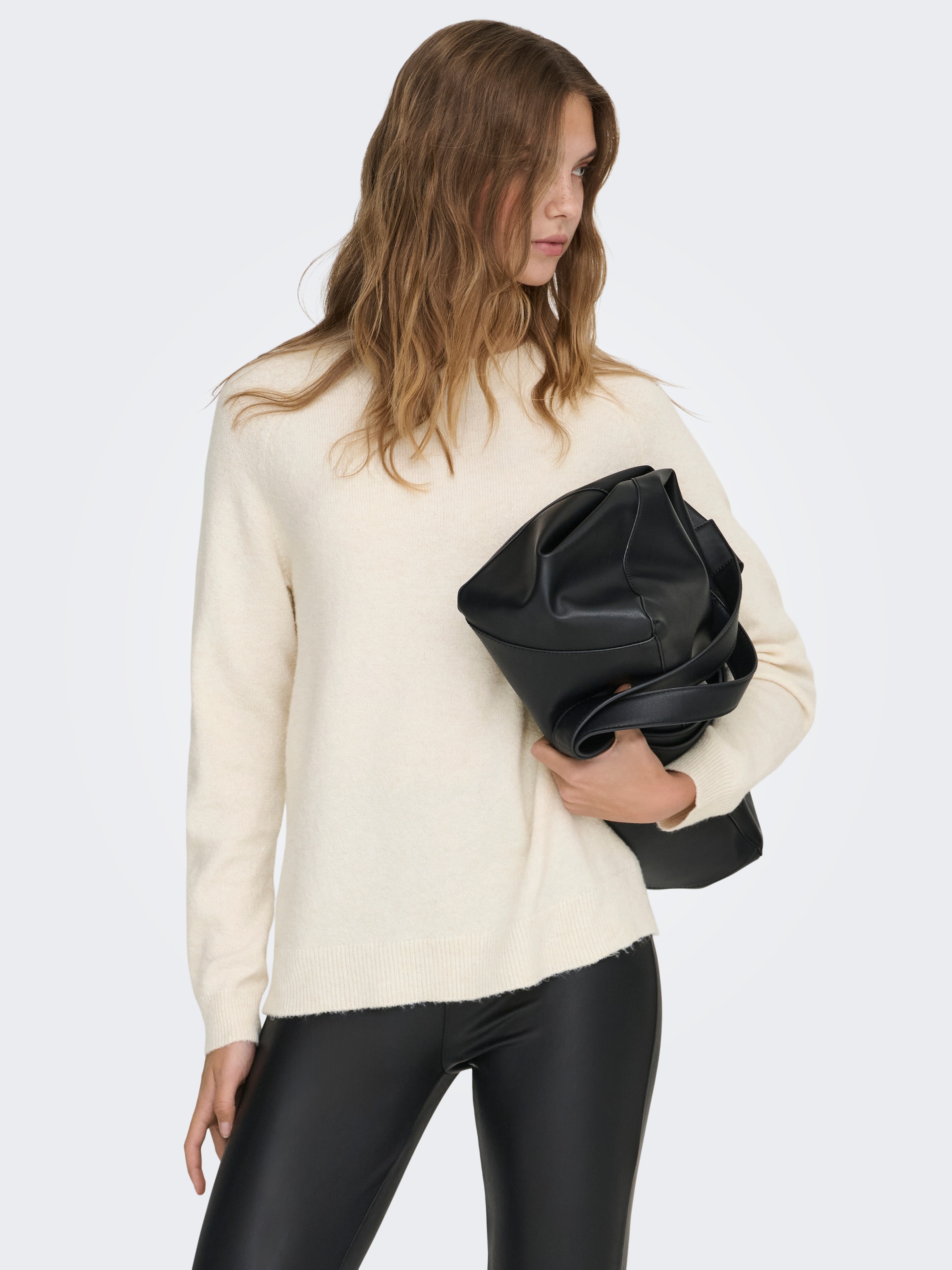 ONLY Rundhalspullover »ONLRICA LIFE L/S PULLOVER  KNT NOOS« Materialmix, regular fit