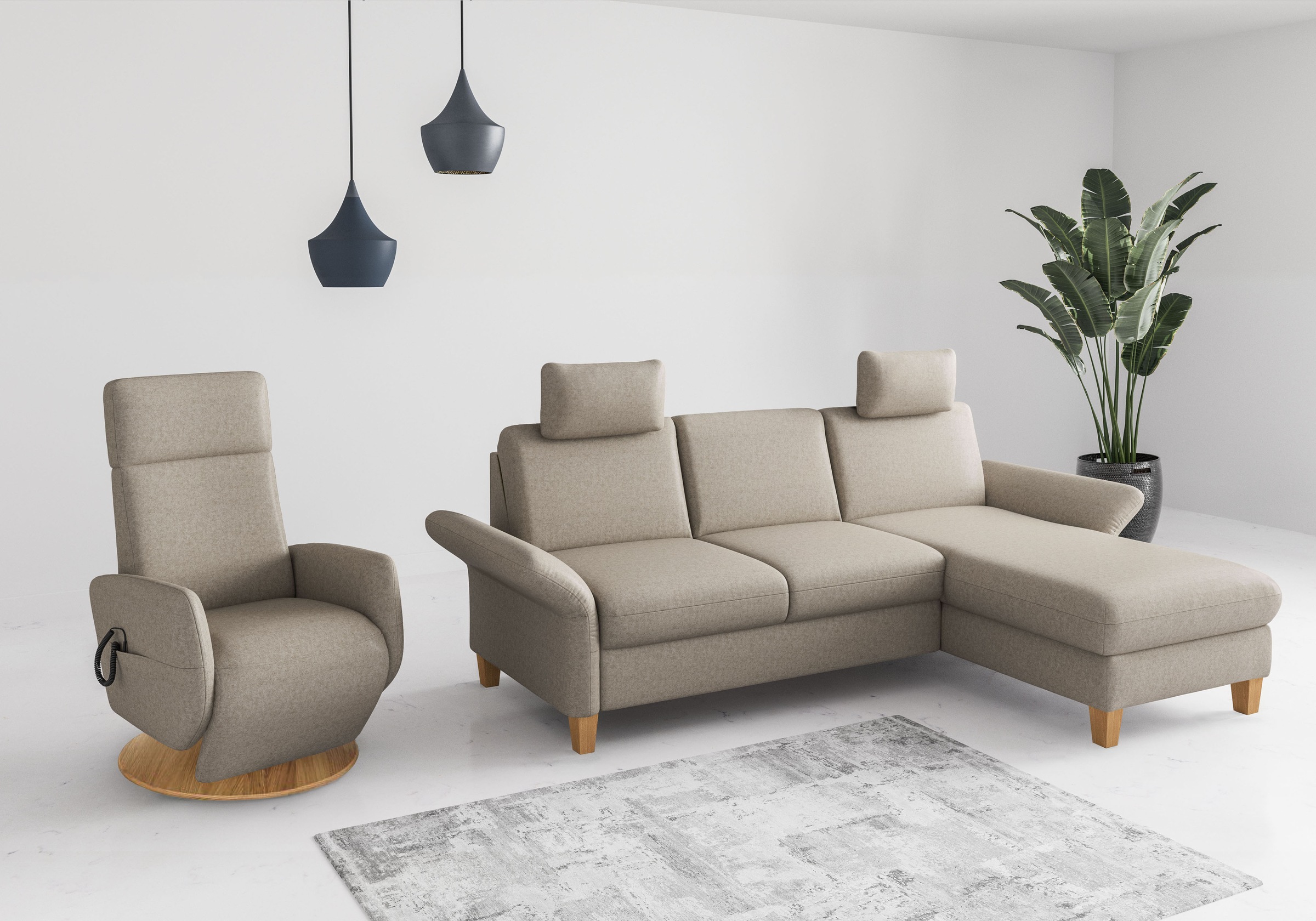 Home affaire Ecksofa »Rochelle, L-Form«, wahlweise mit Armteilverstellung, Bettfunktion und Bettkasten