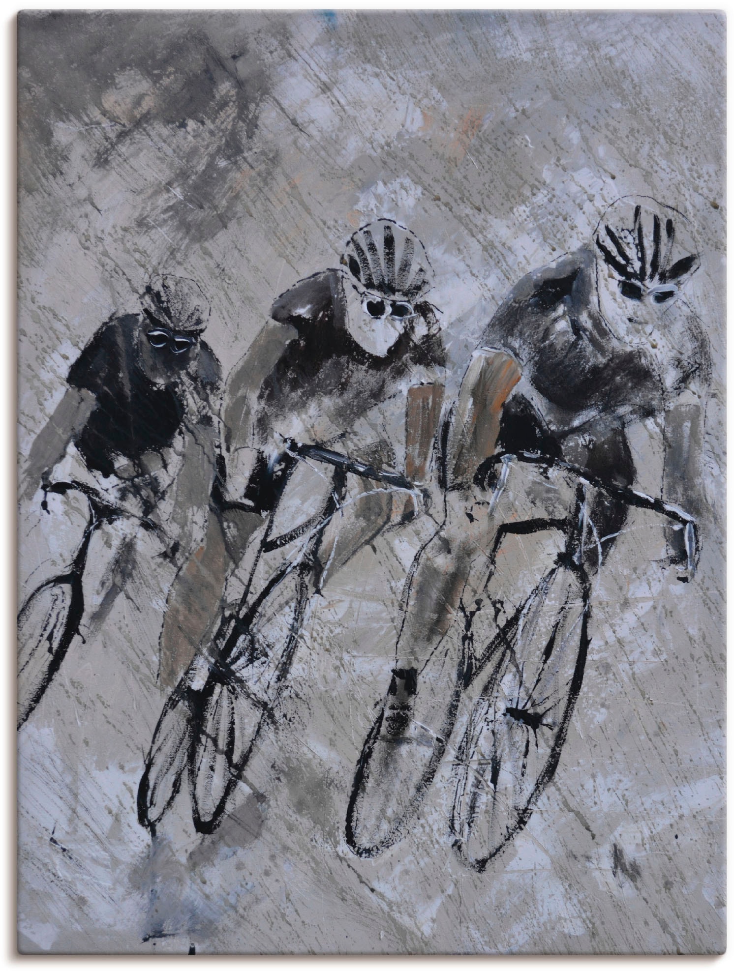 Image of Artland Leinwandbild "Fahrrad fahren im Regen" Fahrräder 1 Stk. tlg. auf Holzrahmen gespannt