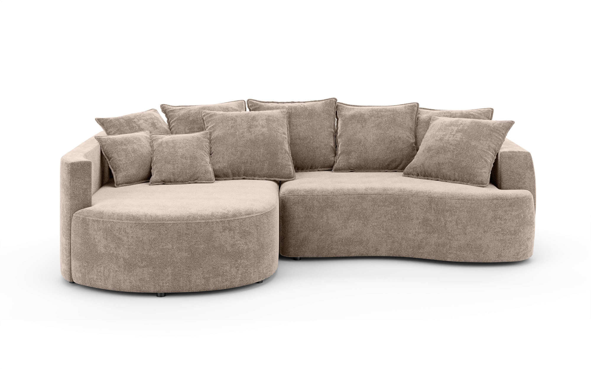 INOSIGN Ecksofa »Kahekili, Schlafsofa mit Bettkasten, Masse B/T/H: 255/181/90/ cm«, L-Form mit Wellenunterfederung, 7 Rückenkissen und 2 Zierkissen