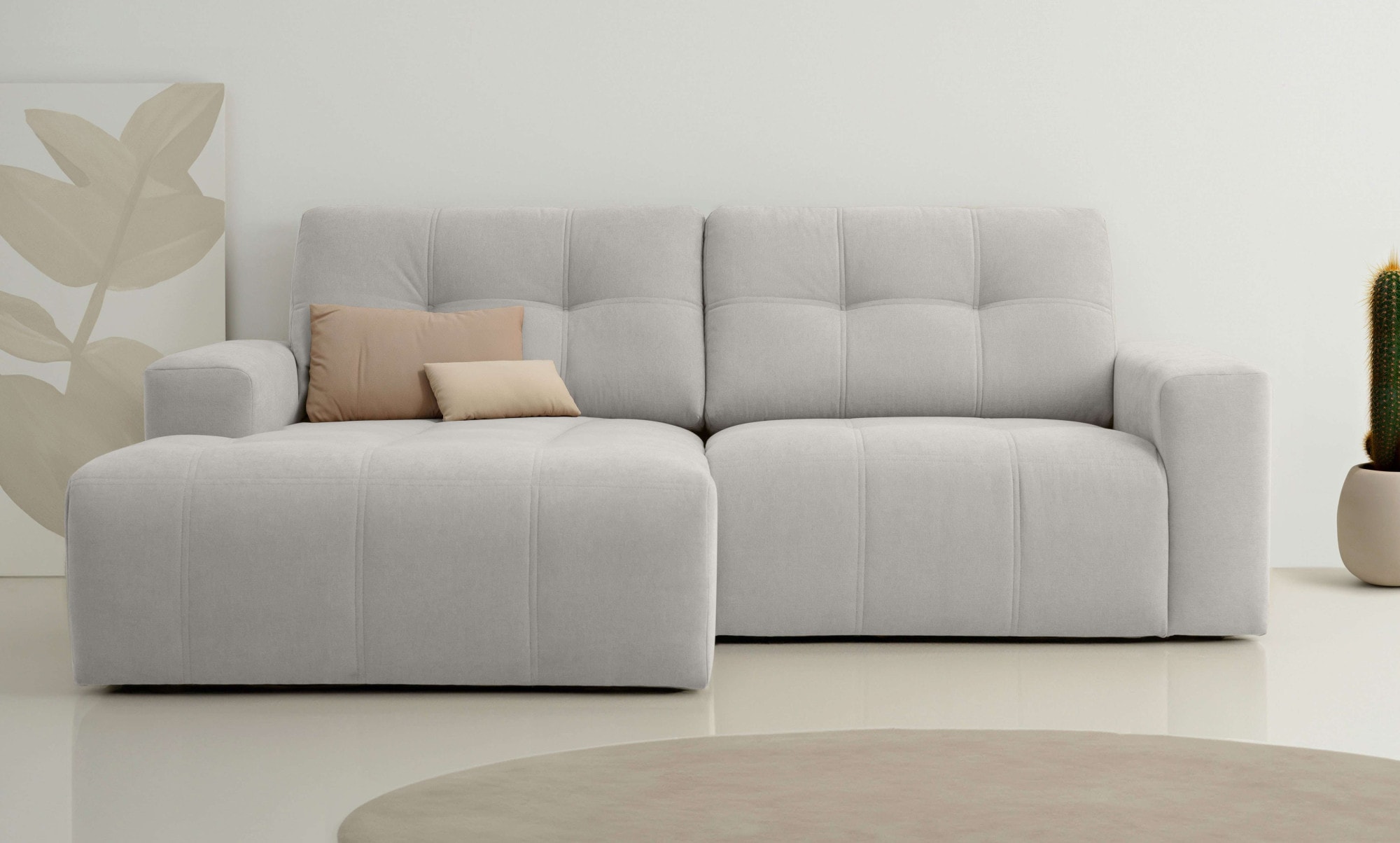 Image of Home affaire Ecksofa "Turnon, Lounge-sofa, Breite 221 cm" Chenille, mit Knopf- und Doppelsteppung, elegantes Aussehen