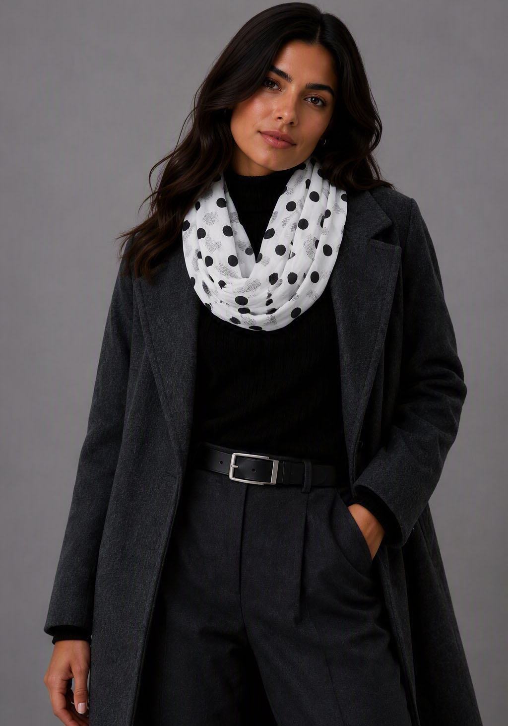 Image of Laura Scott Loop mit gepunktetem und bedrucktem Design, einlagige Webstruktur