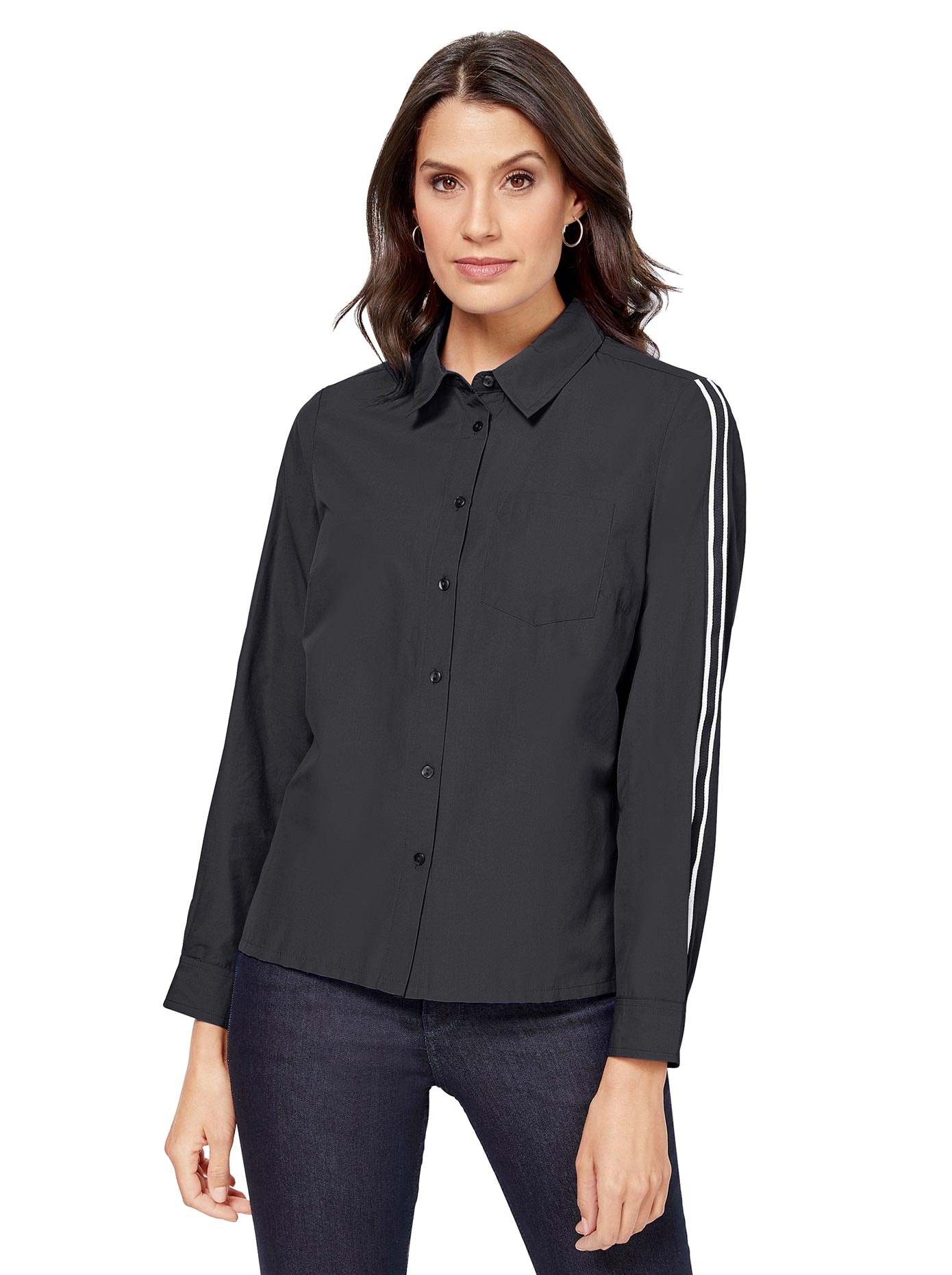 Classic Inspirationen Bluse mit schwarz-rotem Ripsband