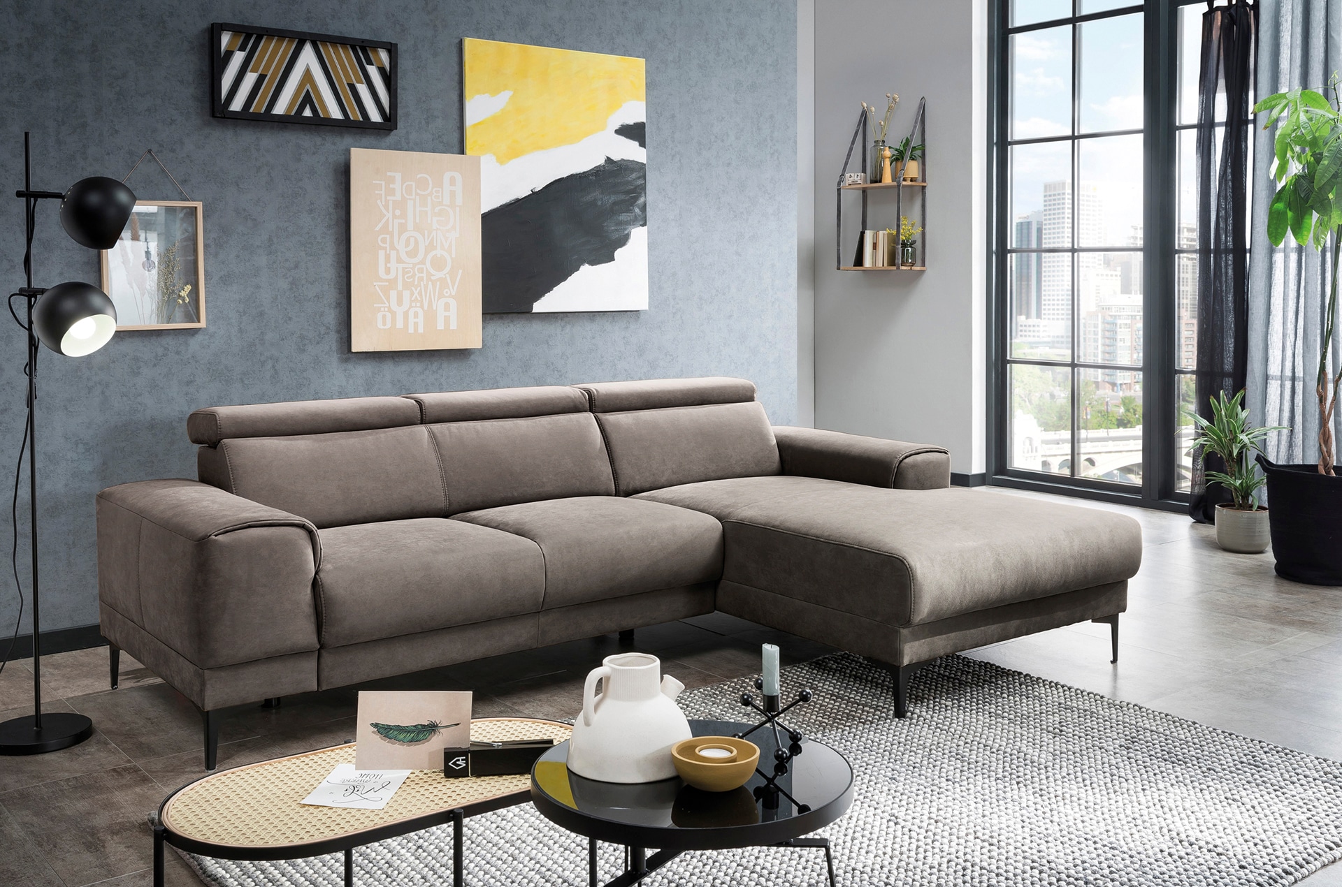 exxpo - sofa fashion im Raum kaufen frei Ecksofa Sitztiefenverstellung, wahlweise Kopfstützen, jetzt stellbar 3 »Ophelia«