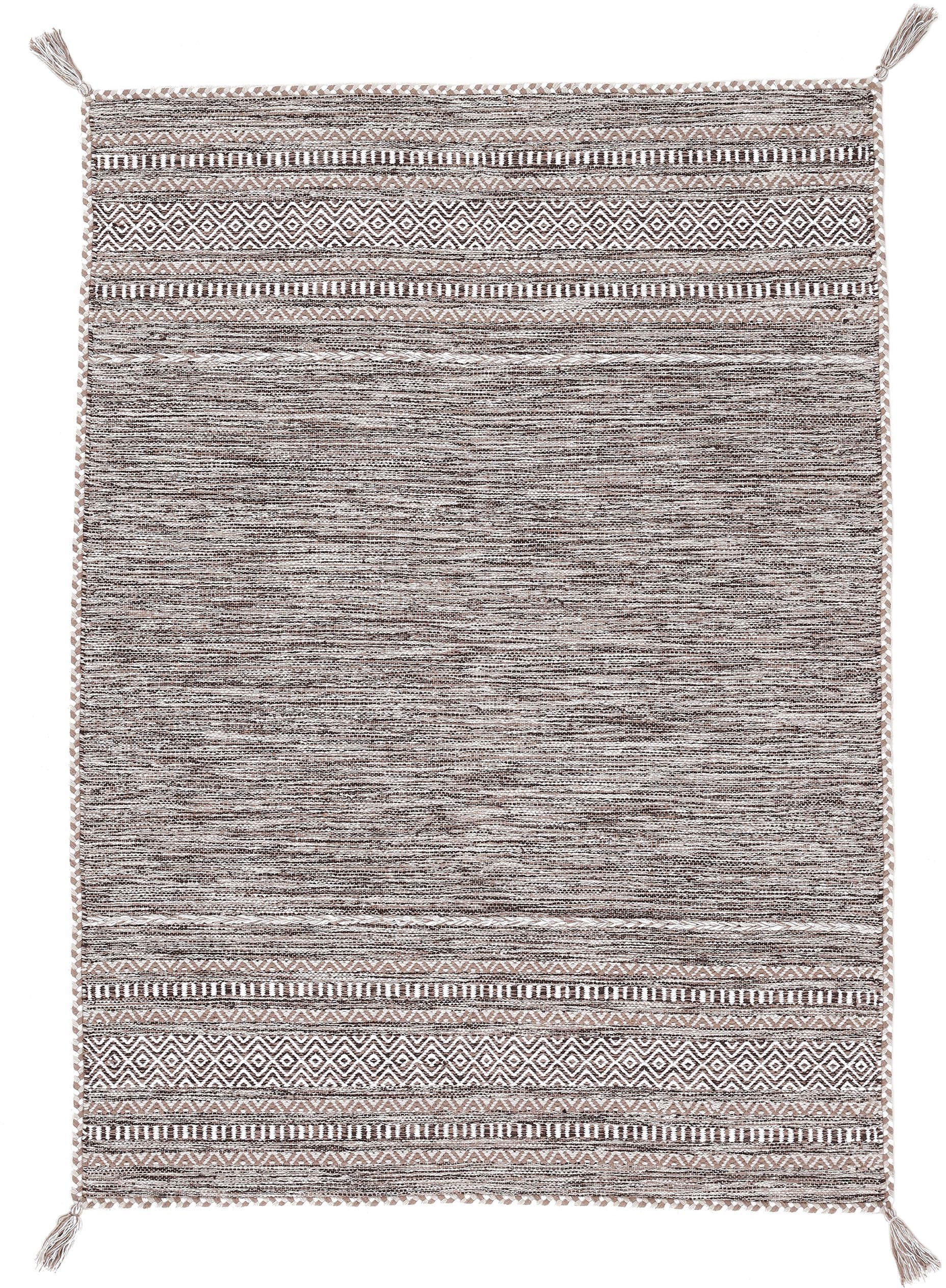Image of carpetfine Teppich »Kelim Azizi«, rechteckig, 5 mm Höhe, Baumwolle, Wendeteppich mit Fransen, Wohnzimmer bei Ackermann Versand Schweiz