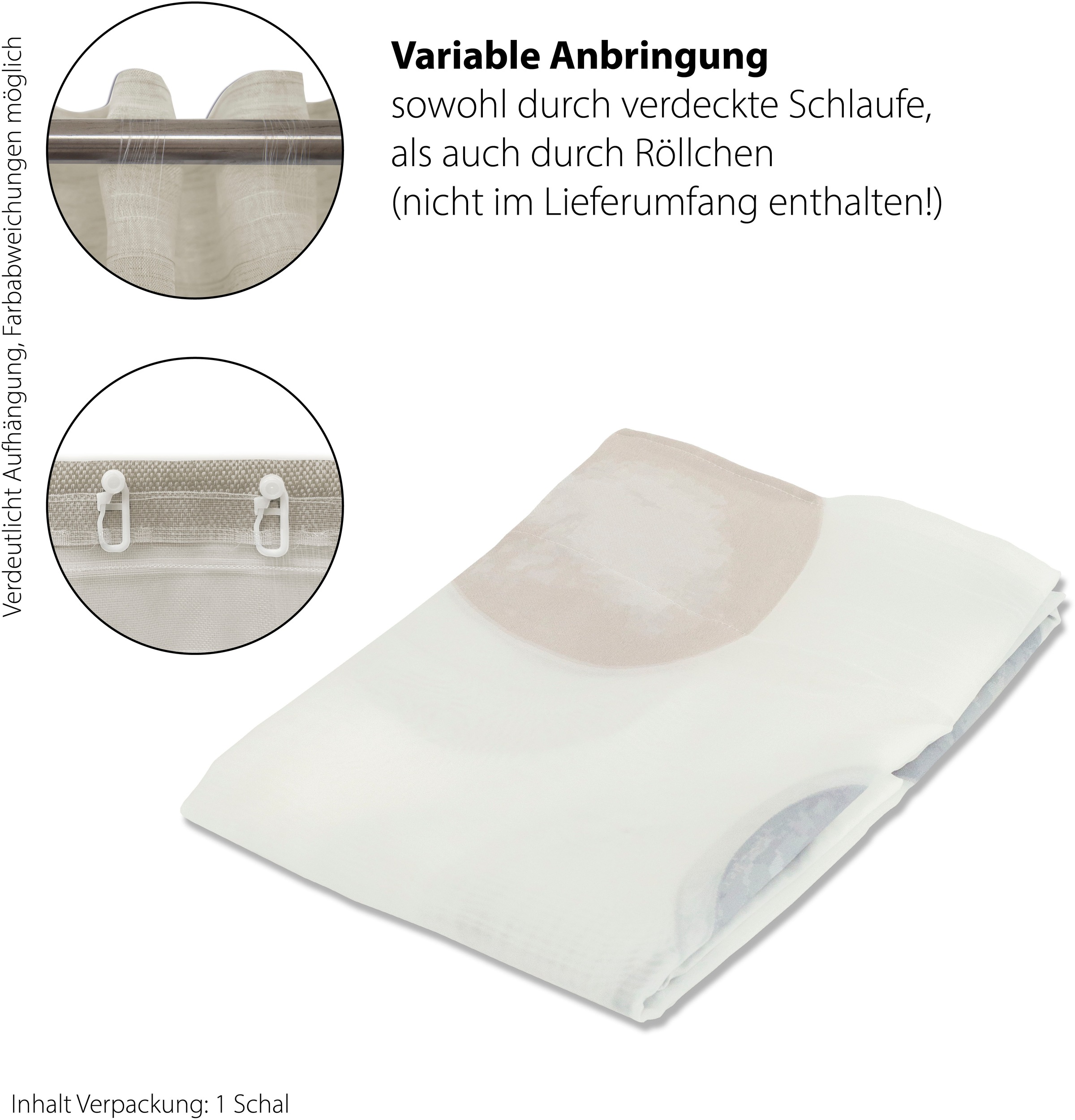 HOMING Vorhang »Kaleo« verdeckte Schlaufen 1 Stk. tlg. Vorhang mit verdeckten Schlaufen Kaleo weiss/grau 140x245cm