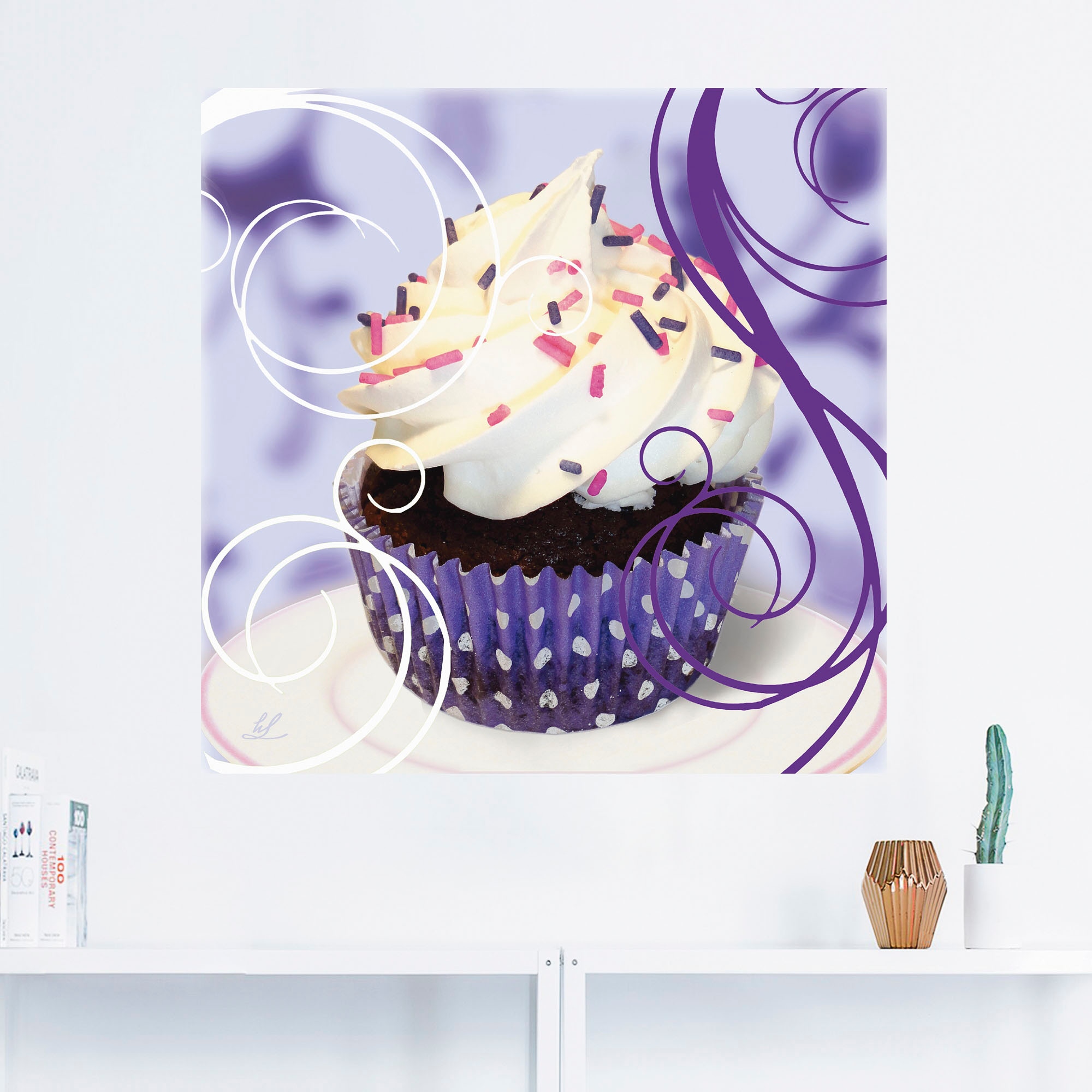 Artland Wandbild »Cupcake auf violett Alubild, versch. Kuchen«, (1 Wandaufkleber Grössen oder St.), Poster - in als Süssspeisen, kaufen Leinwandbild, günstig