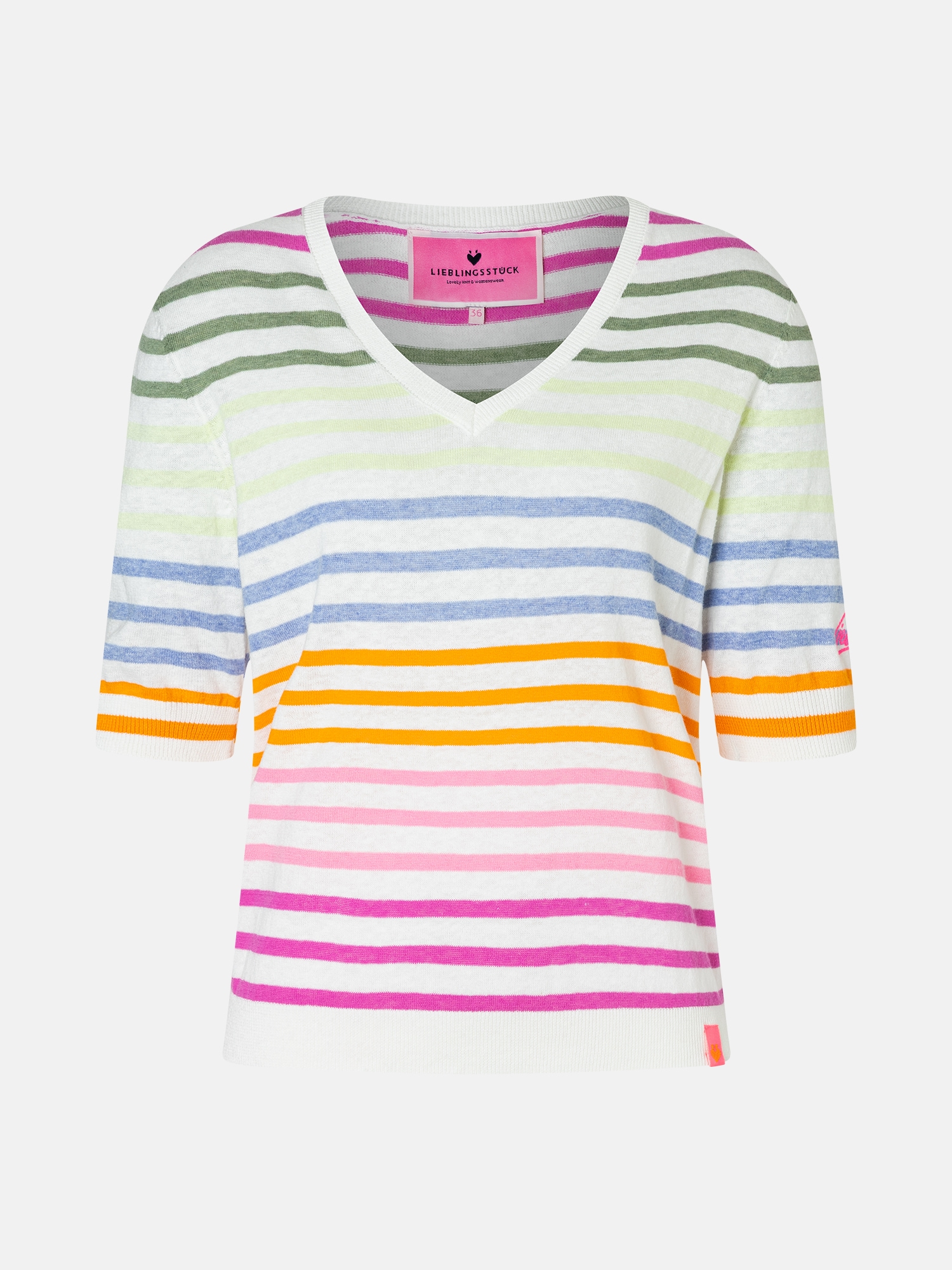 Lieblingsstück Kurzarmpullover »MarvicL« mit V-Ausschnitt, Materialmix mit Leinen