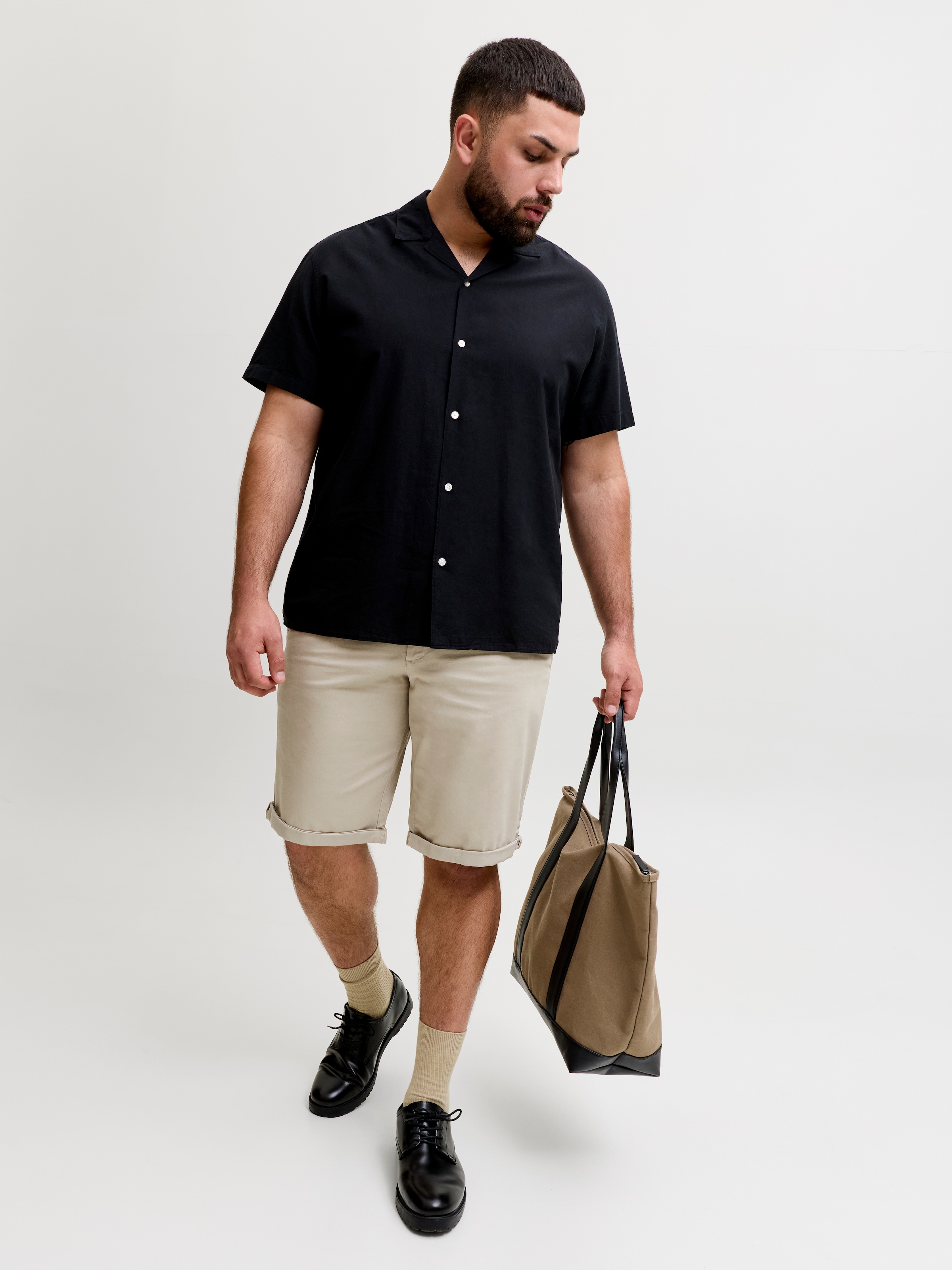 Jack & Jones PlusSize Short en chino »JPSTBOWIE JJSHORTS SOLID SN  PLS«  avec revers